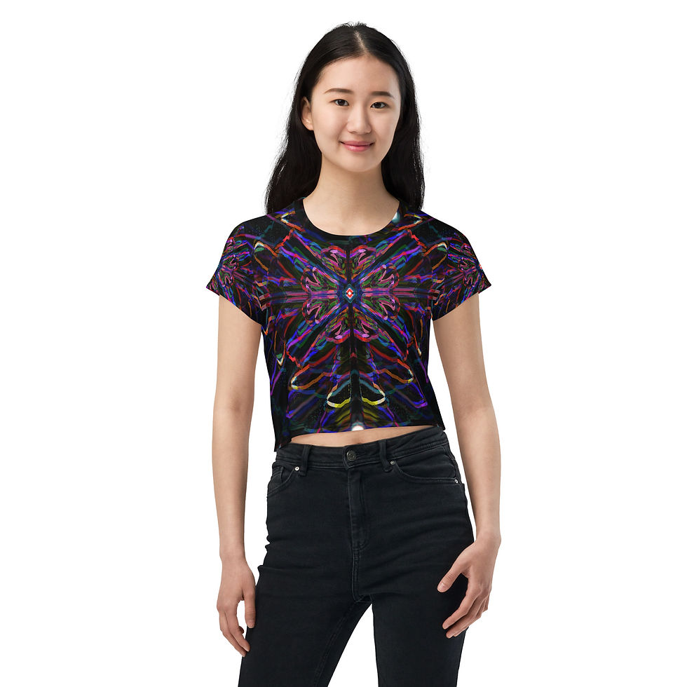 Thumbnail: A Flower Like No Other - NightGlow / All-Over Print Crop Tee
