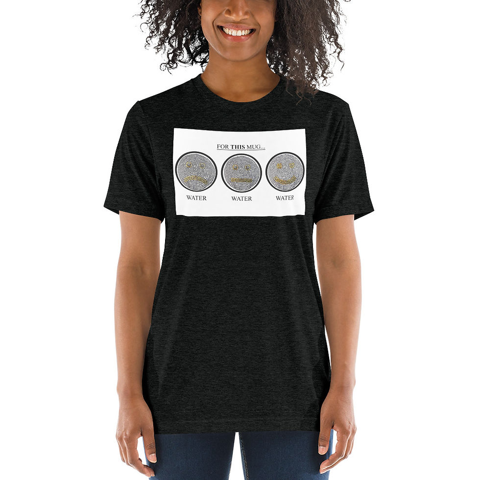 Thumbnail: The 3 Faces - Happy Water Mug / Unisex t-shirt / White Background 