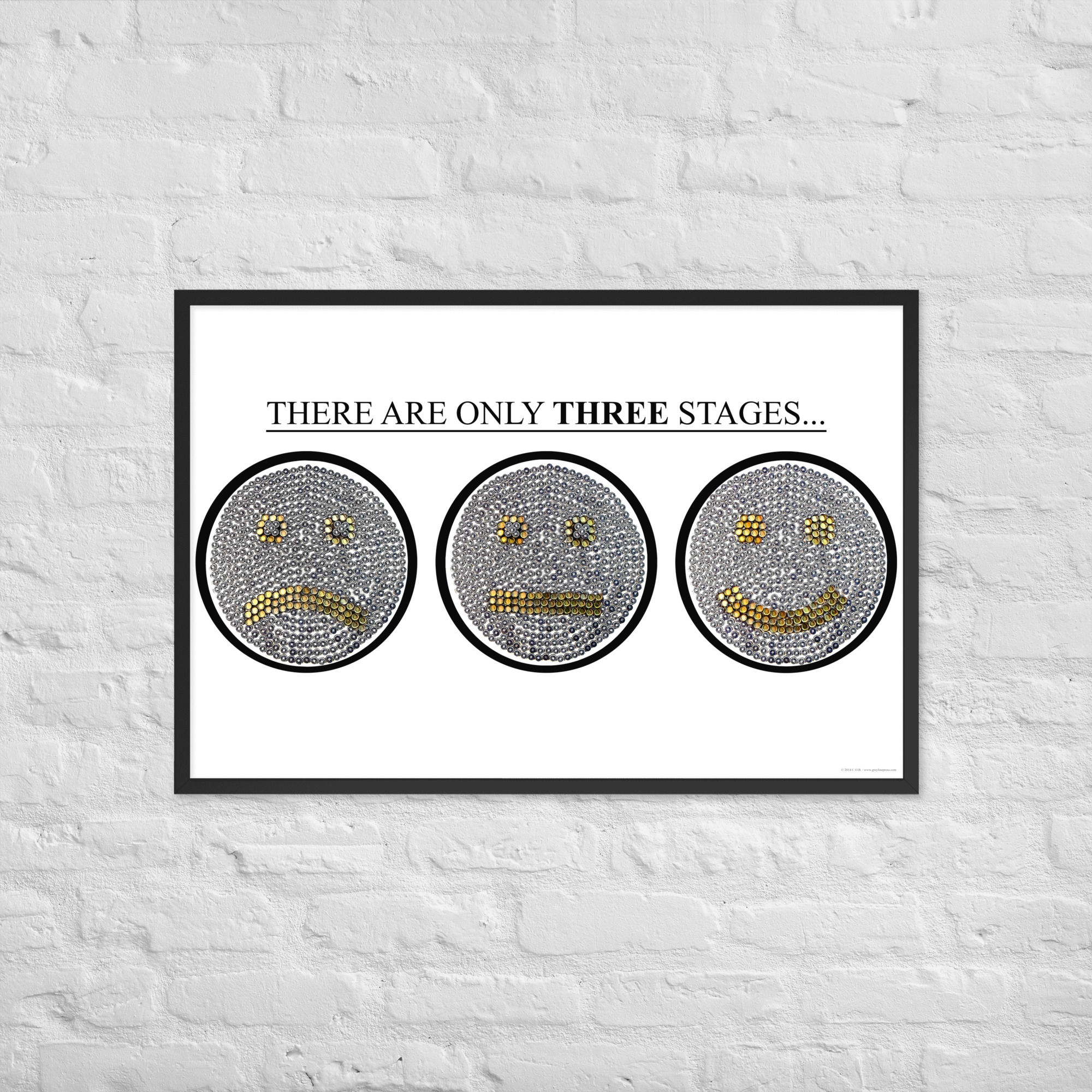 The Three Stages / White Background / Framed poster