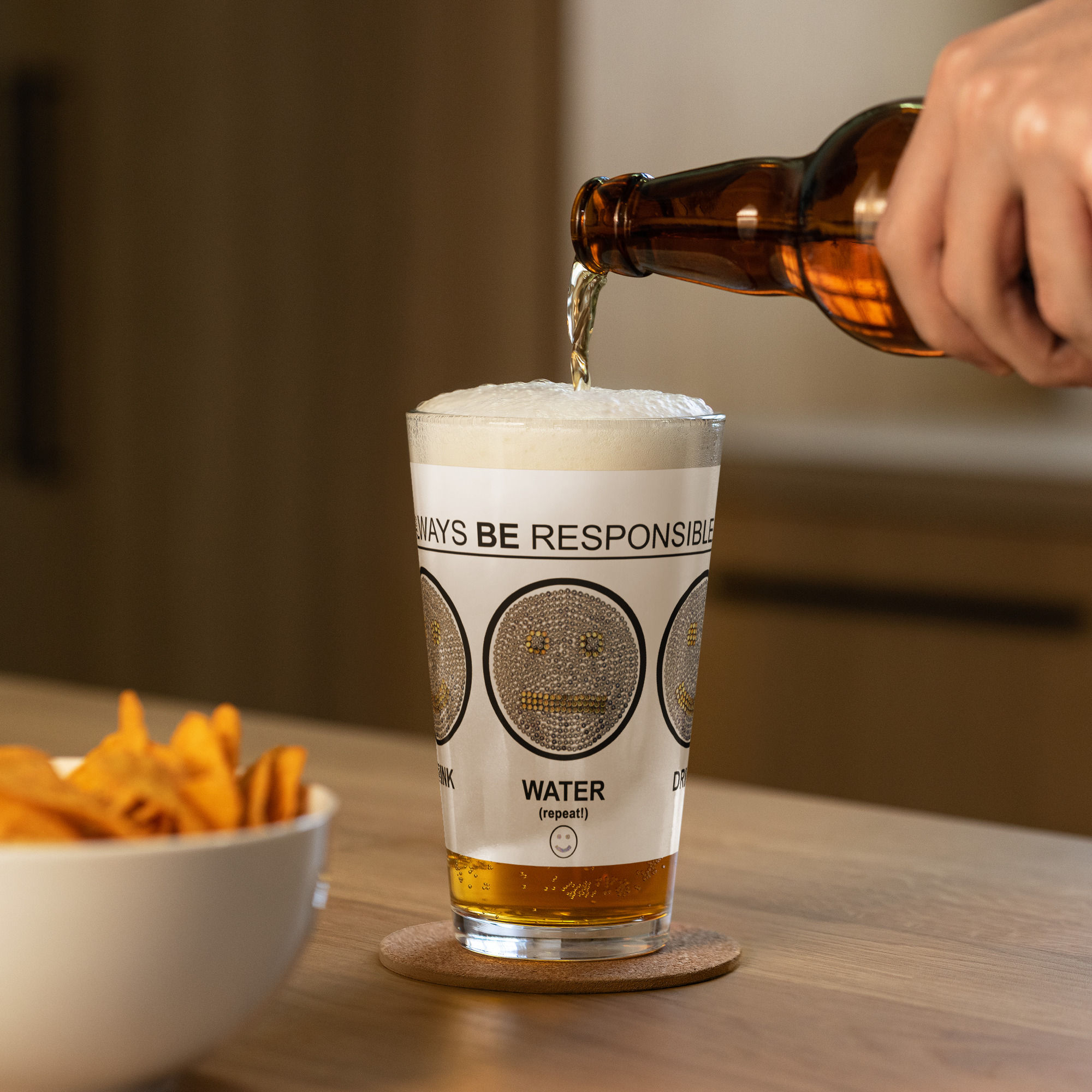 Always BE Responsible / White pint glass