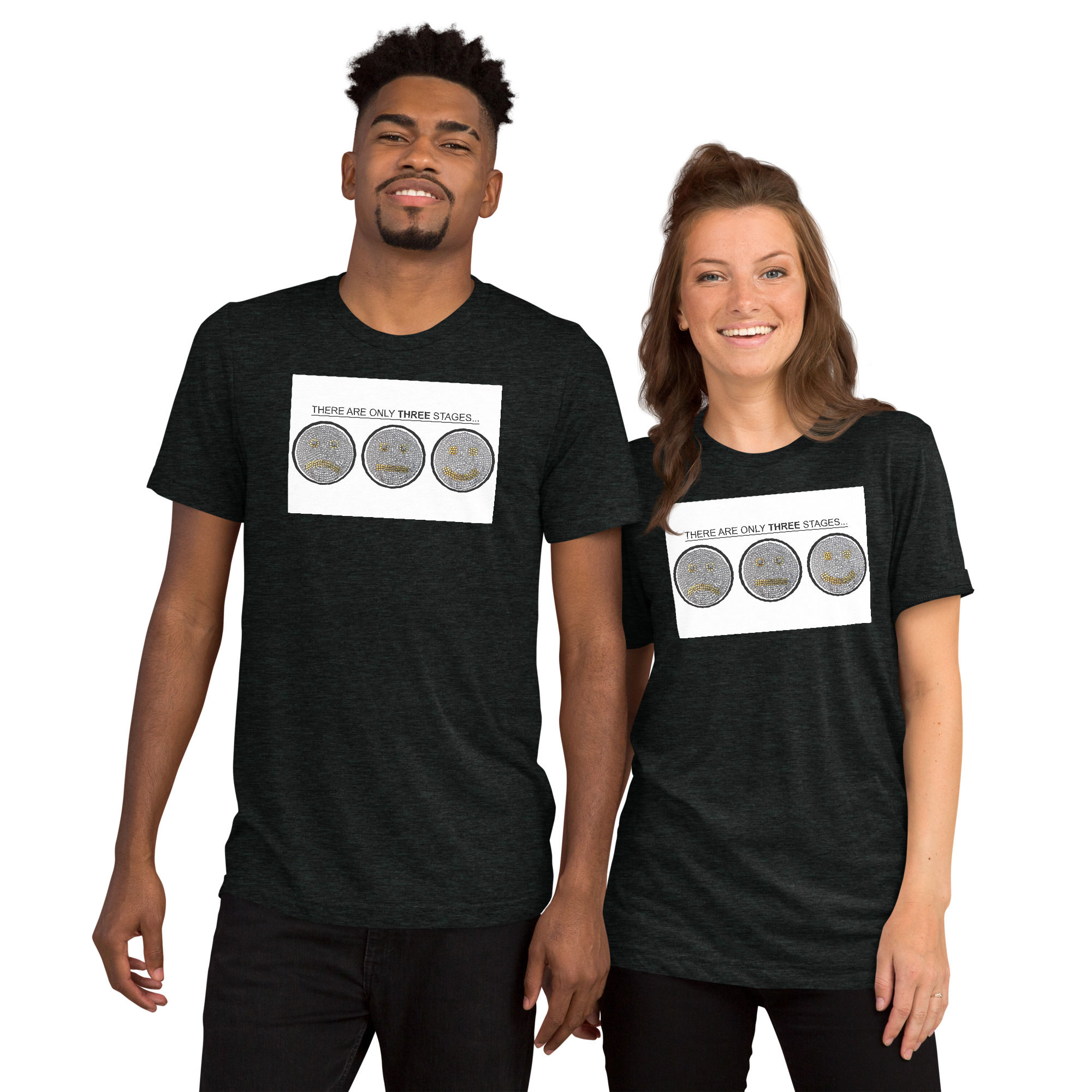 Only 3 Stages / Unisex t-shirt / White Background