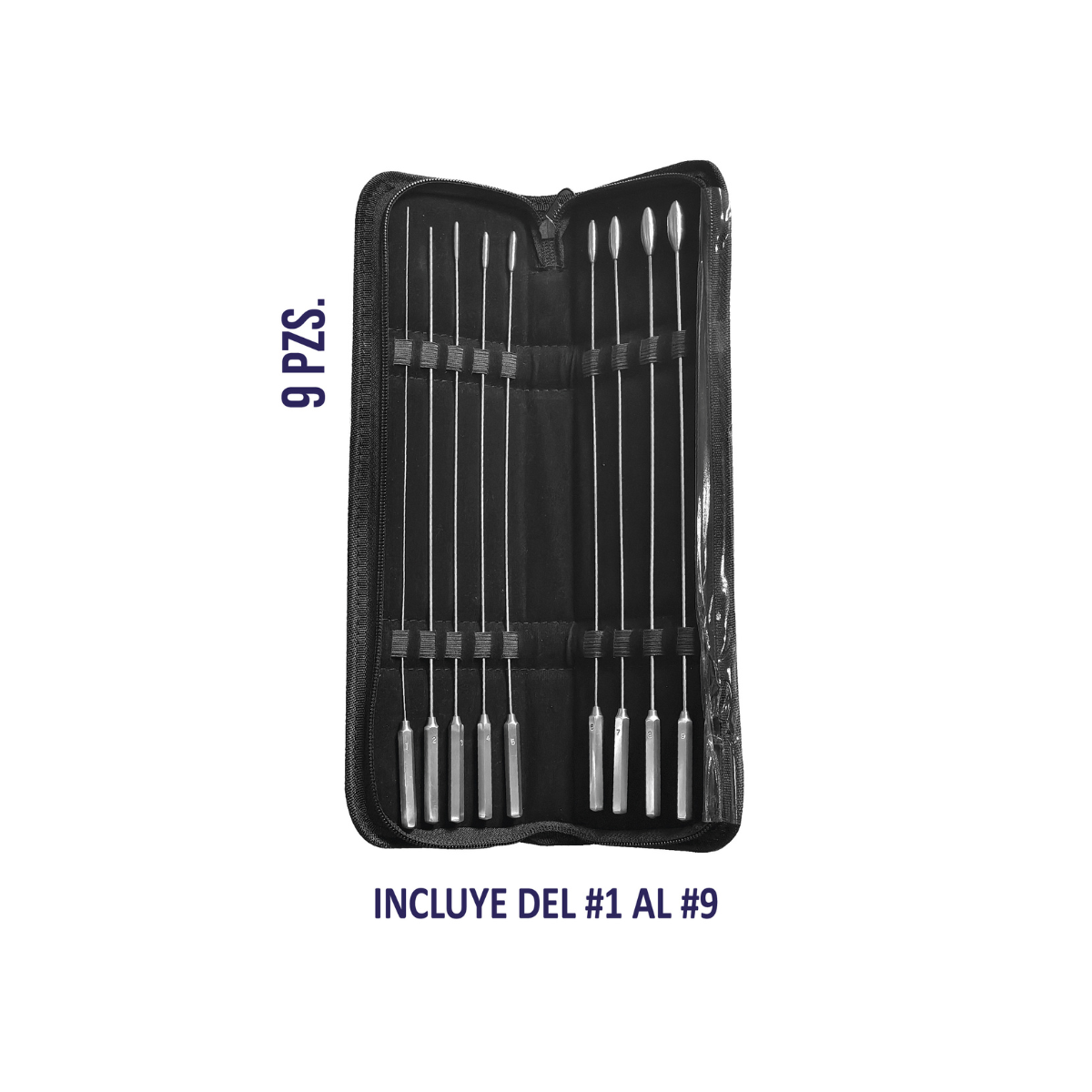 Set de Dilatadores de Bakes Hergom Silvery, 9 Piezas