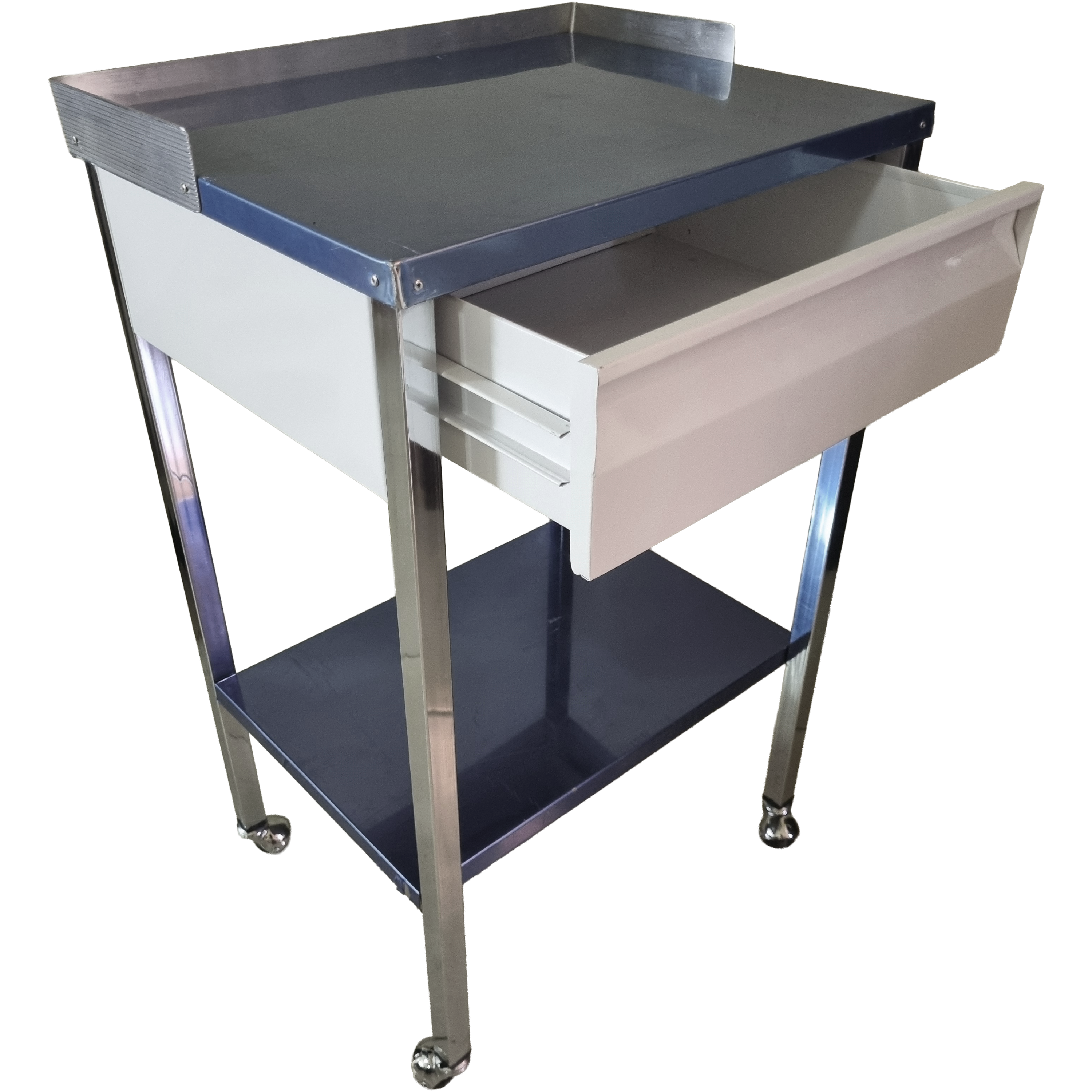 Mesa Pasteur cromada con cajón modelo MM-MPC2