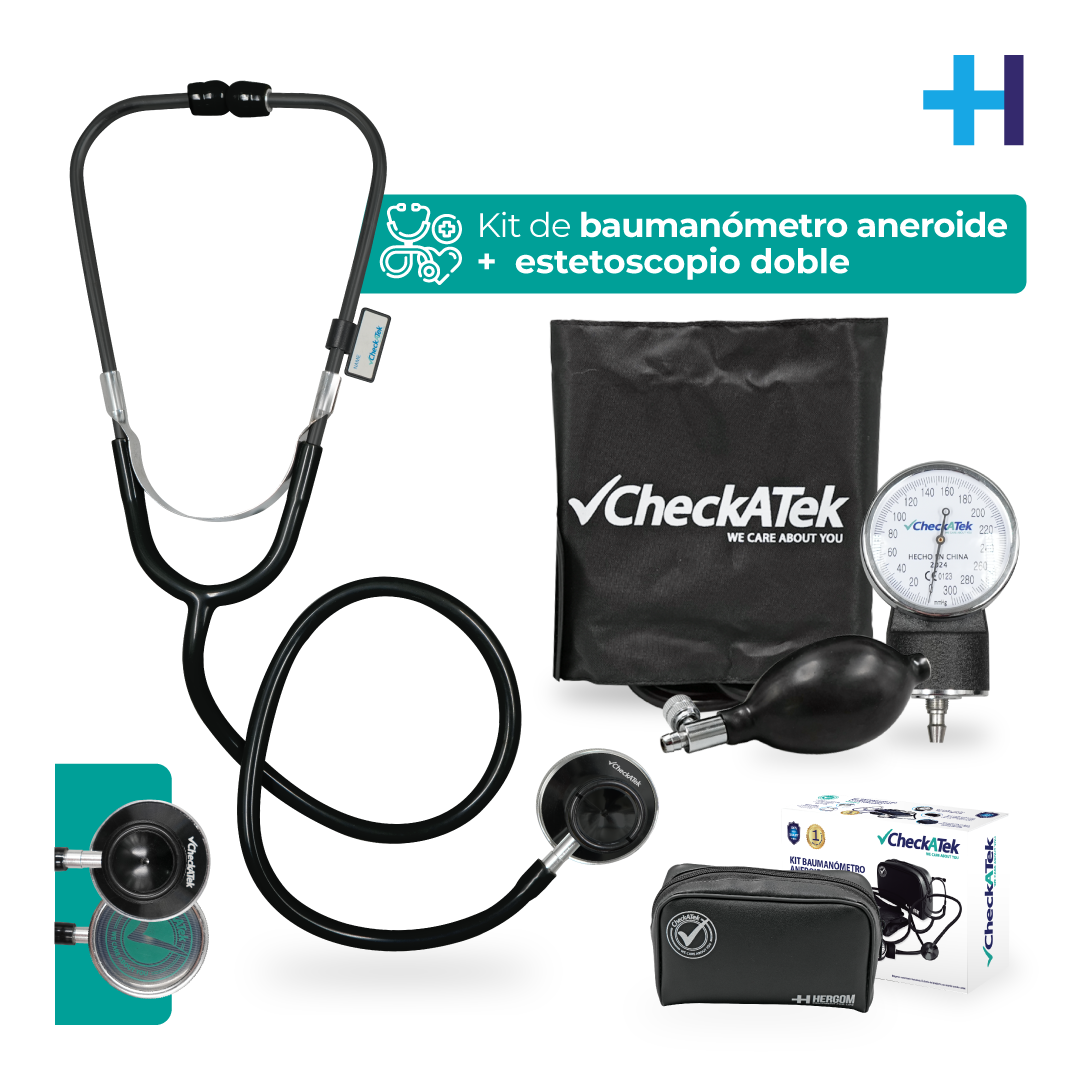 Baumanómetro Aneroide + Estetoscopio Médico, negro