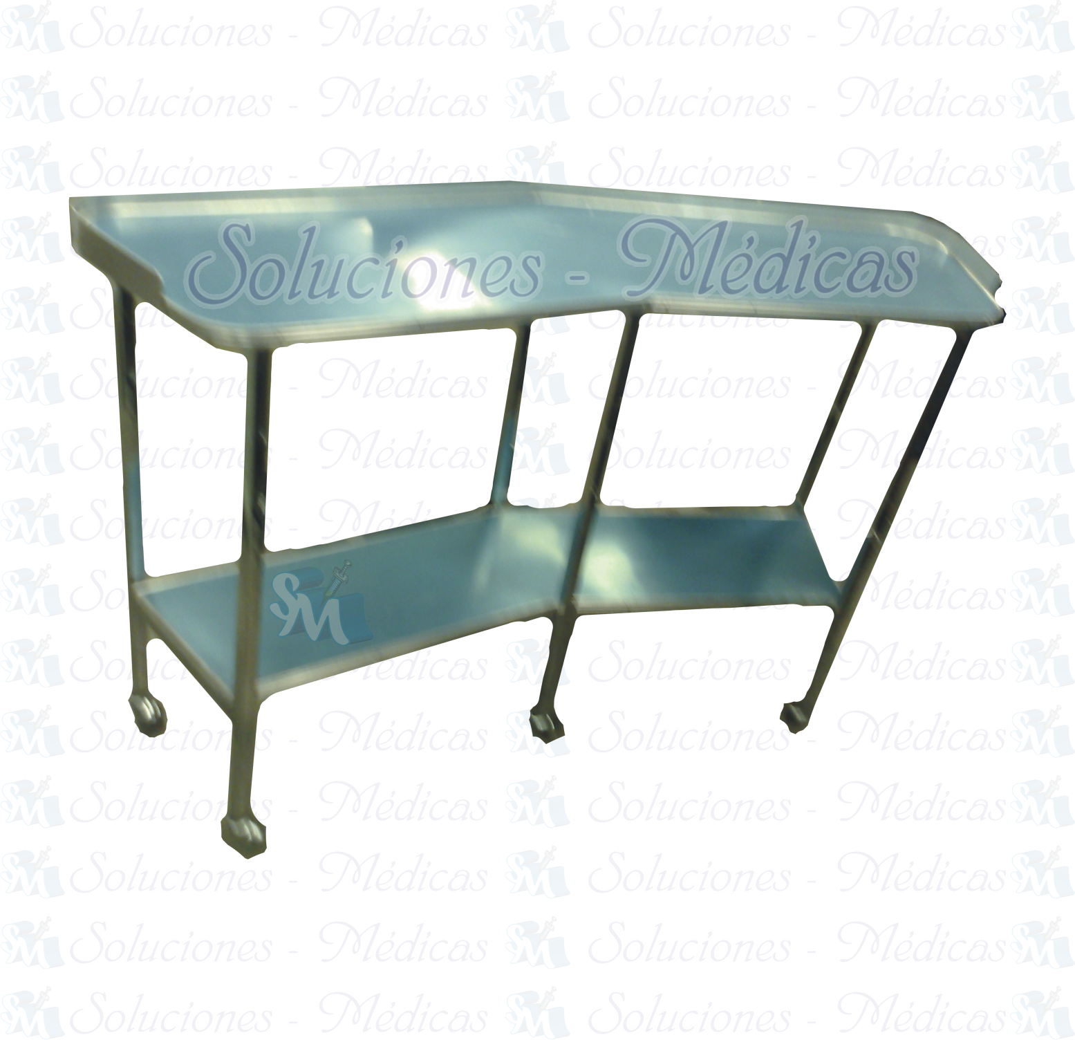 Mesa de riñón inox con entrepaño MA-MRA2