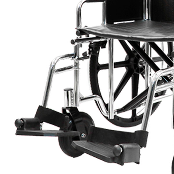 Silla Ruedas Extra Ancha 20" Brazos y DP Desmontables Cromada PVC Negro Rued 24"