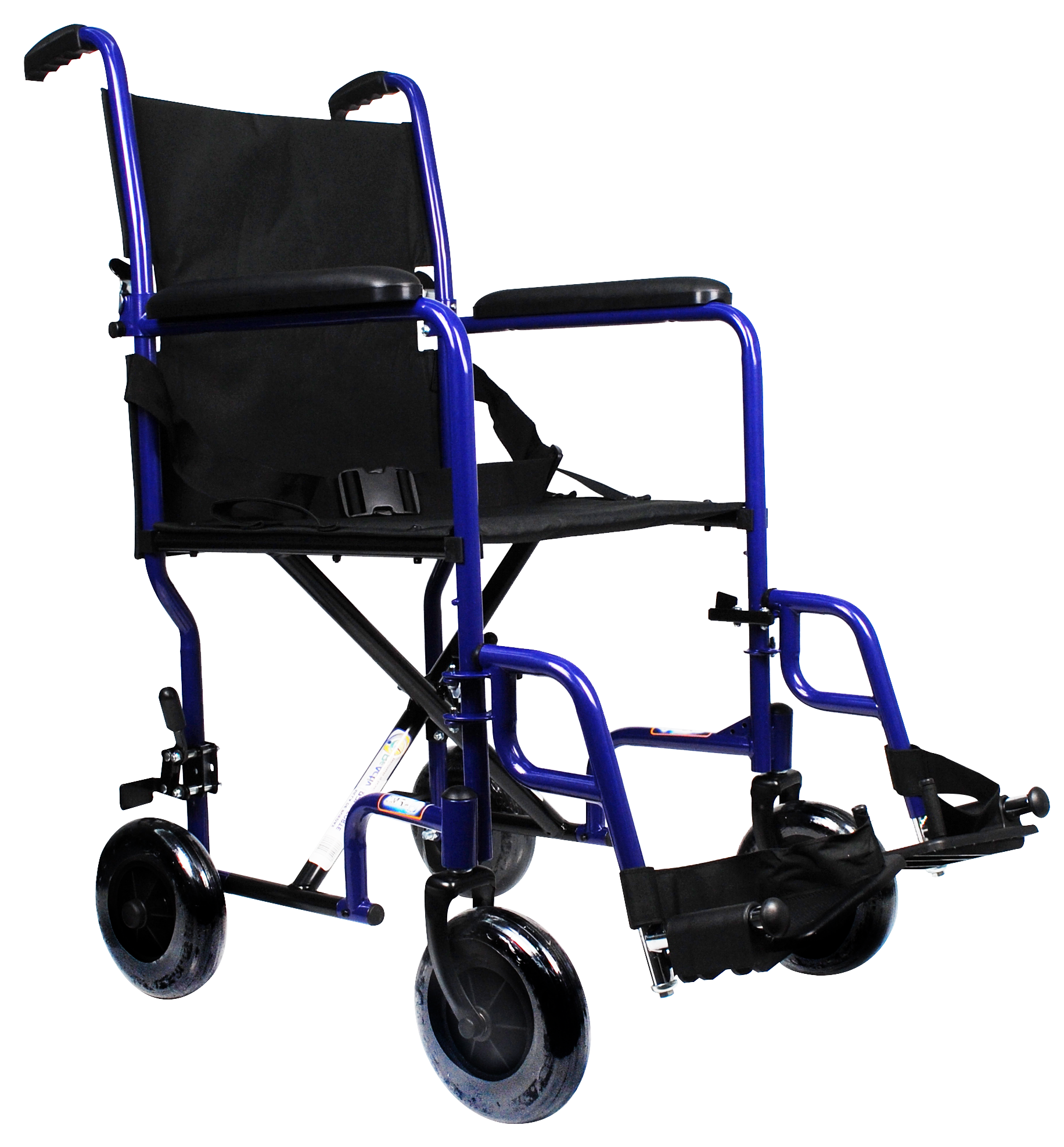 Silla Ruedas Traslado 19" Acero Ruedas 8" Freno Acompañante DP Taloneras Azul