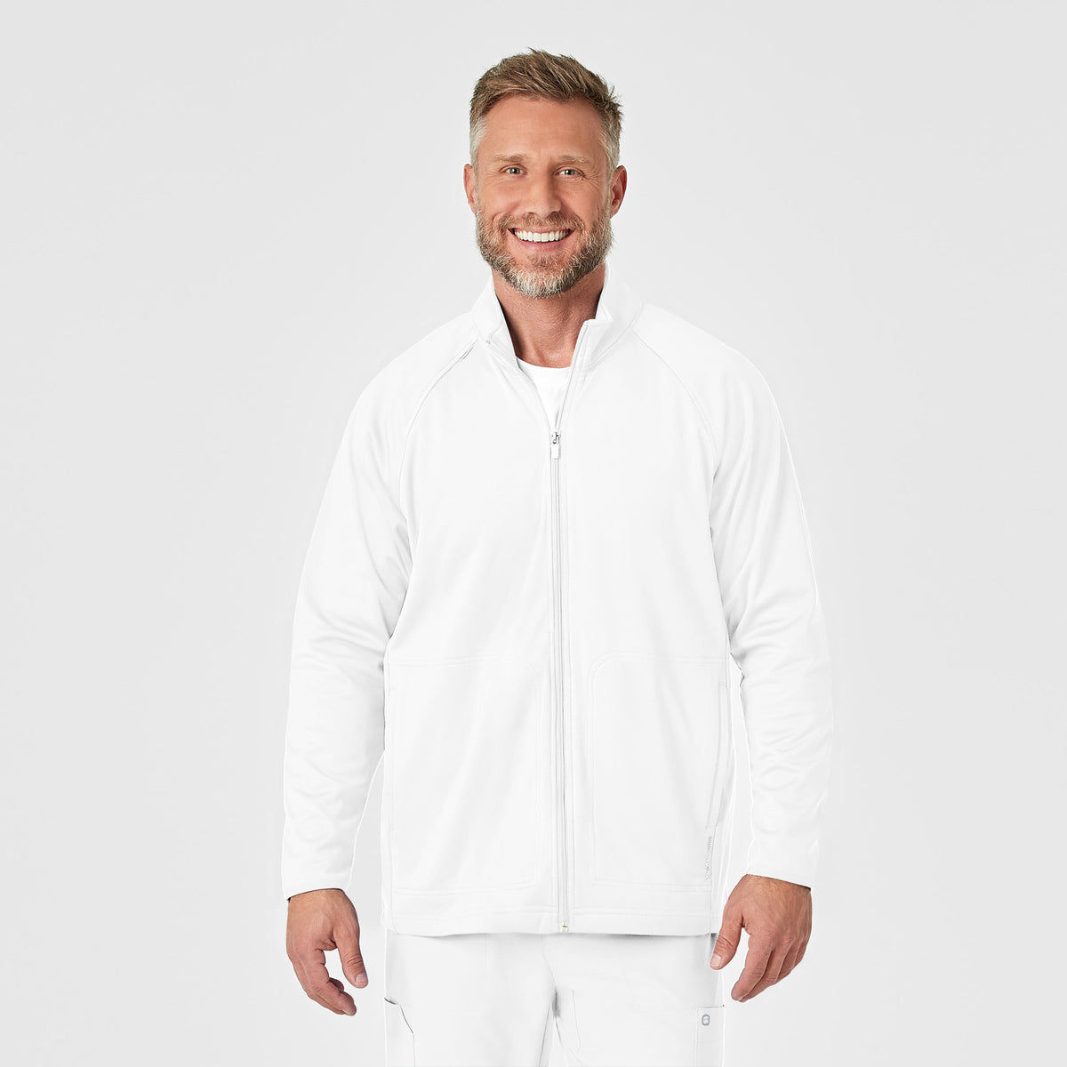 Chaqueta polar con cremallera completa para hombre color blanco, l