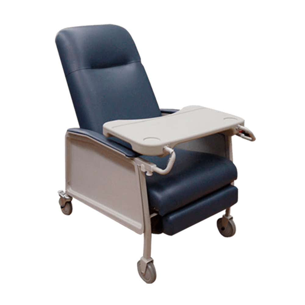 Sillón Reposet Tipo Hemodiálisis Charola Desmontables Ruedas de 5" Vinil Azul