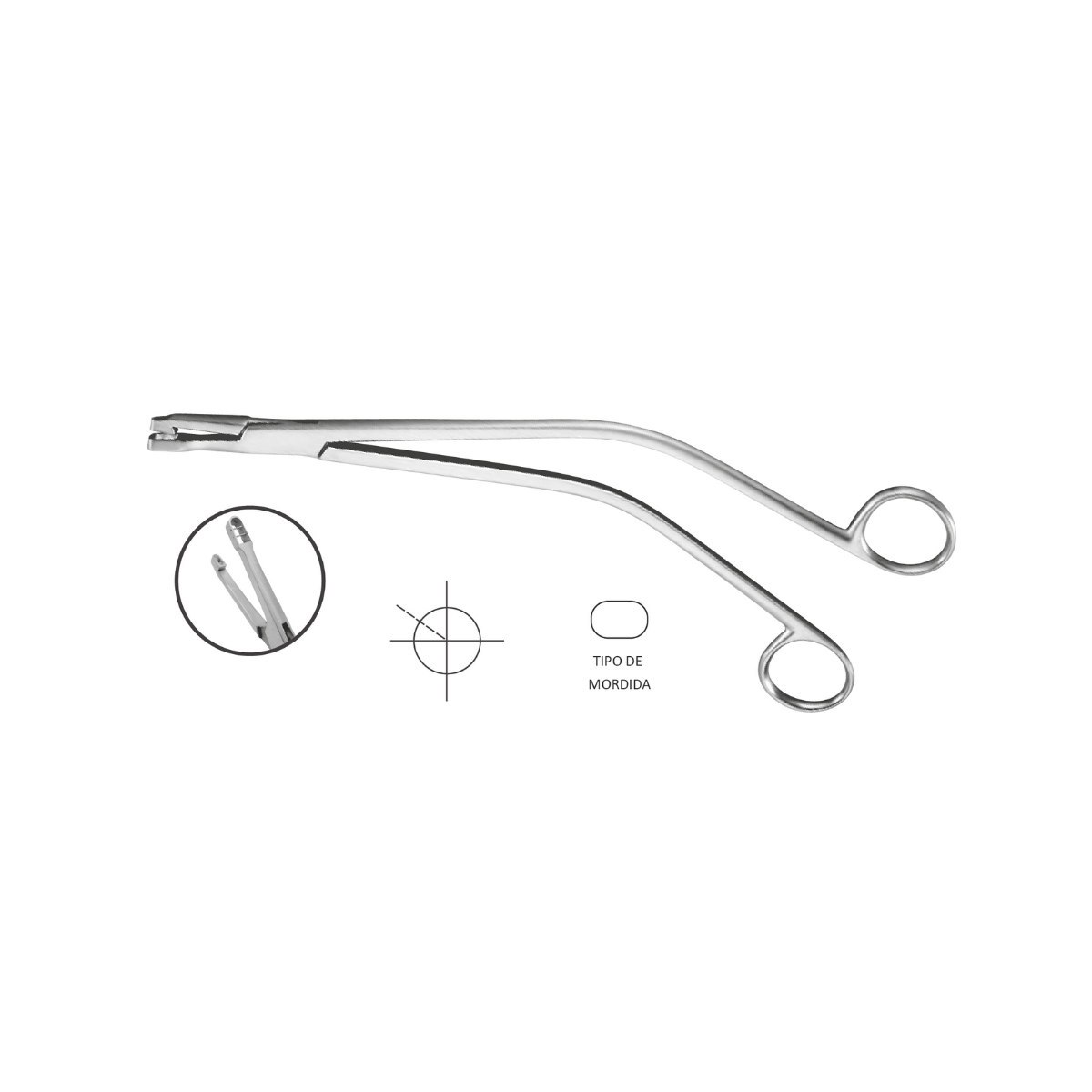 Pinza de Biopsia Schubert en Acero Inoxidable, curva, 27 cm