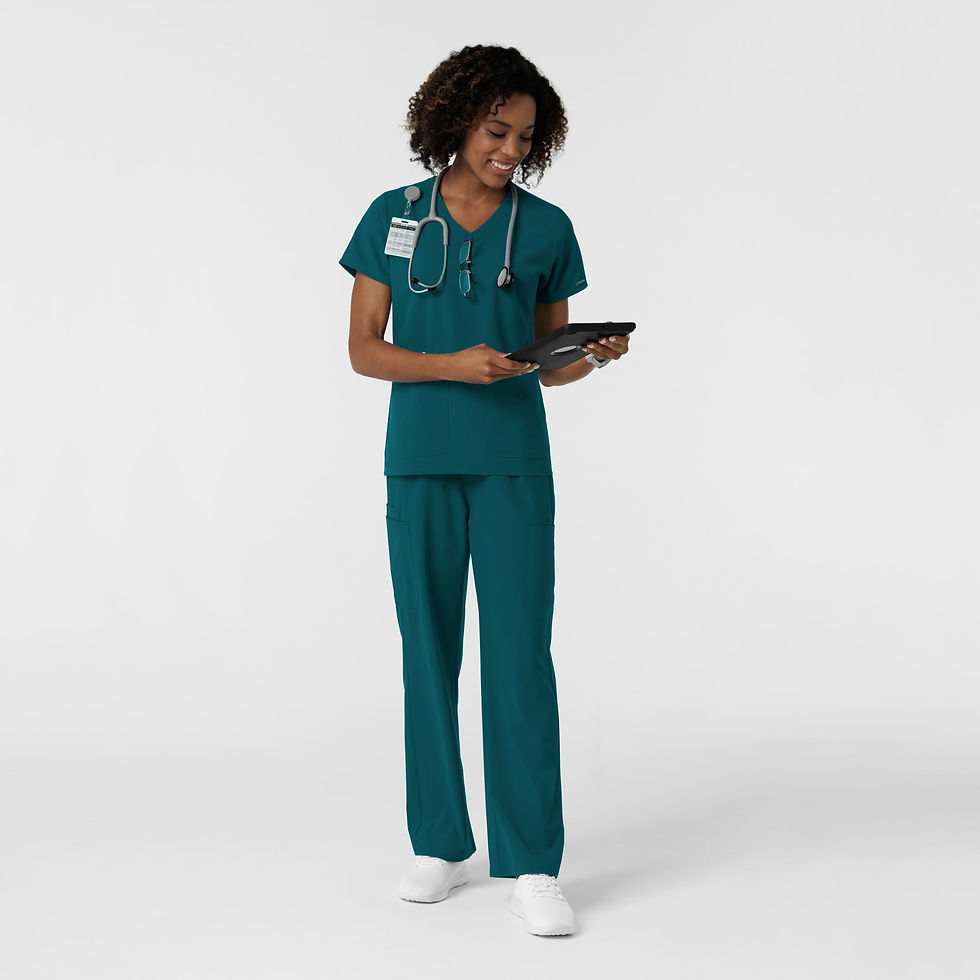 Set Médico de filipina con pantalón recto para mujer, azul Caribe, l