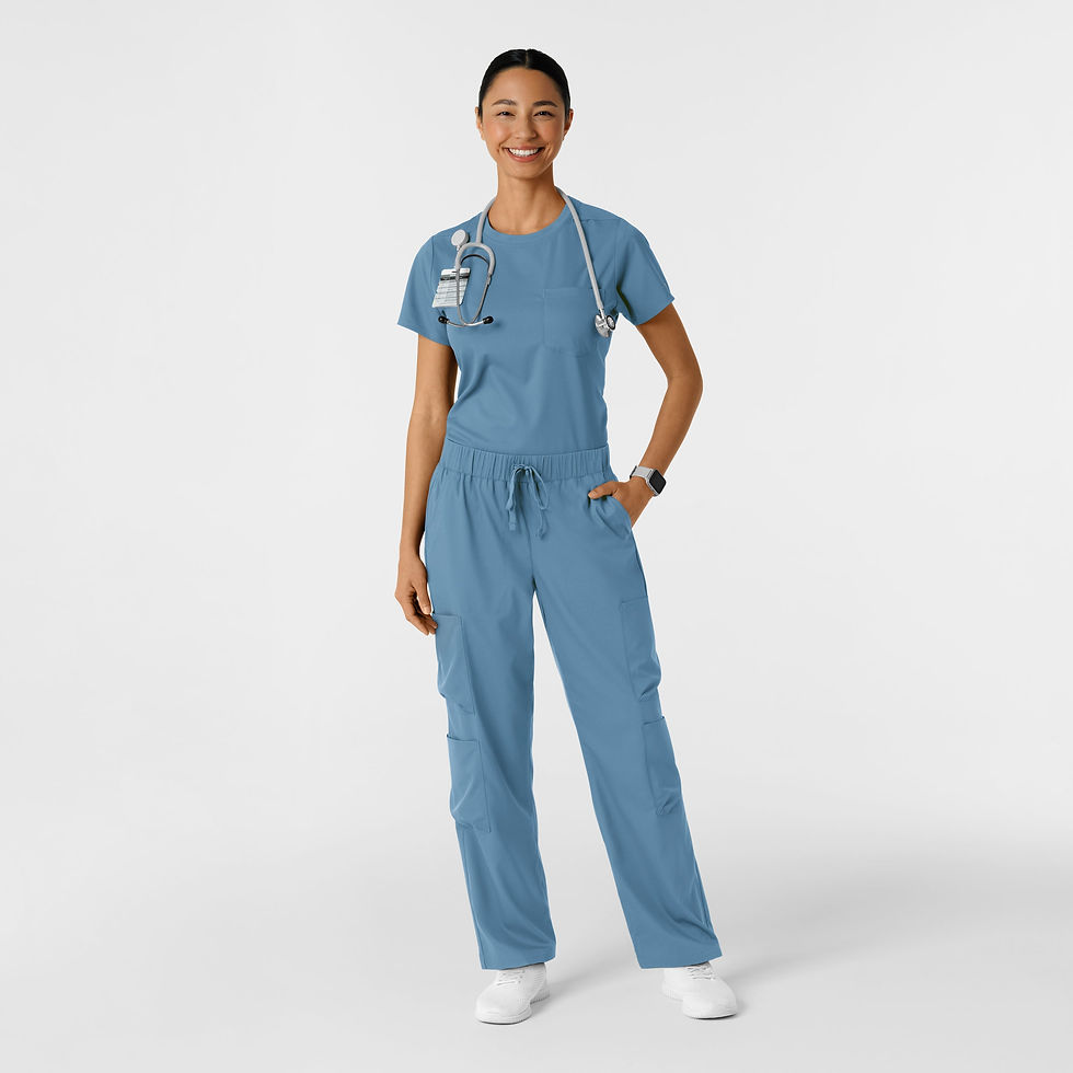 Scrub Médico con Filipina con Cuello Redondo y Pantalón tipo, azul cielo, xl