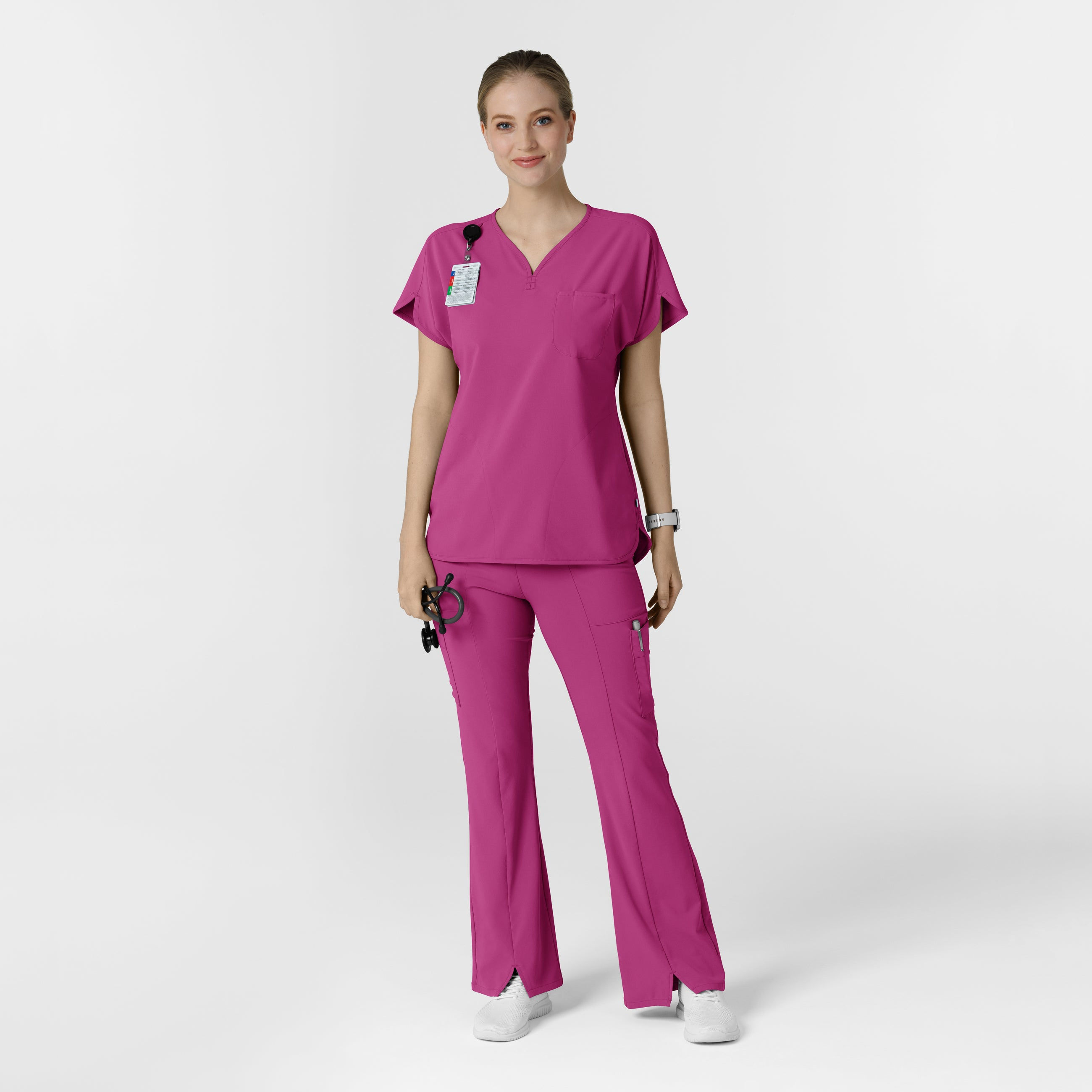Scrub de Filipina con cuello V y pantalón tipo cargo con cintura alta y corte, m