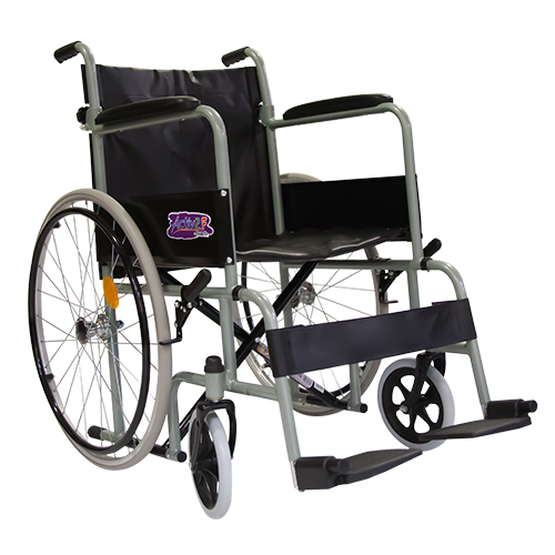 Silla Ruedas Respaldo Plegable Descansapiés Desmontables Brazos Fijos Vinil Gris