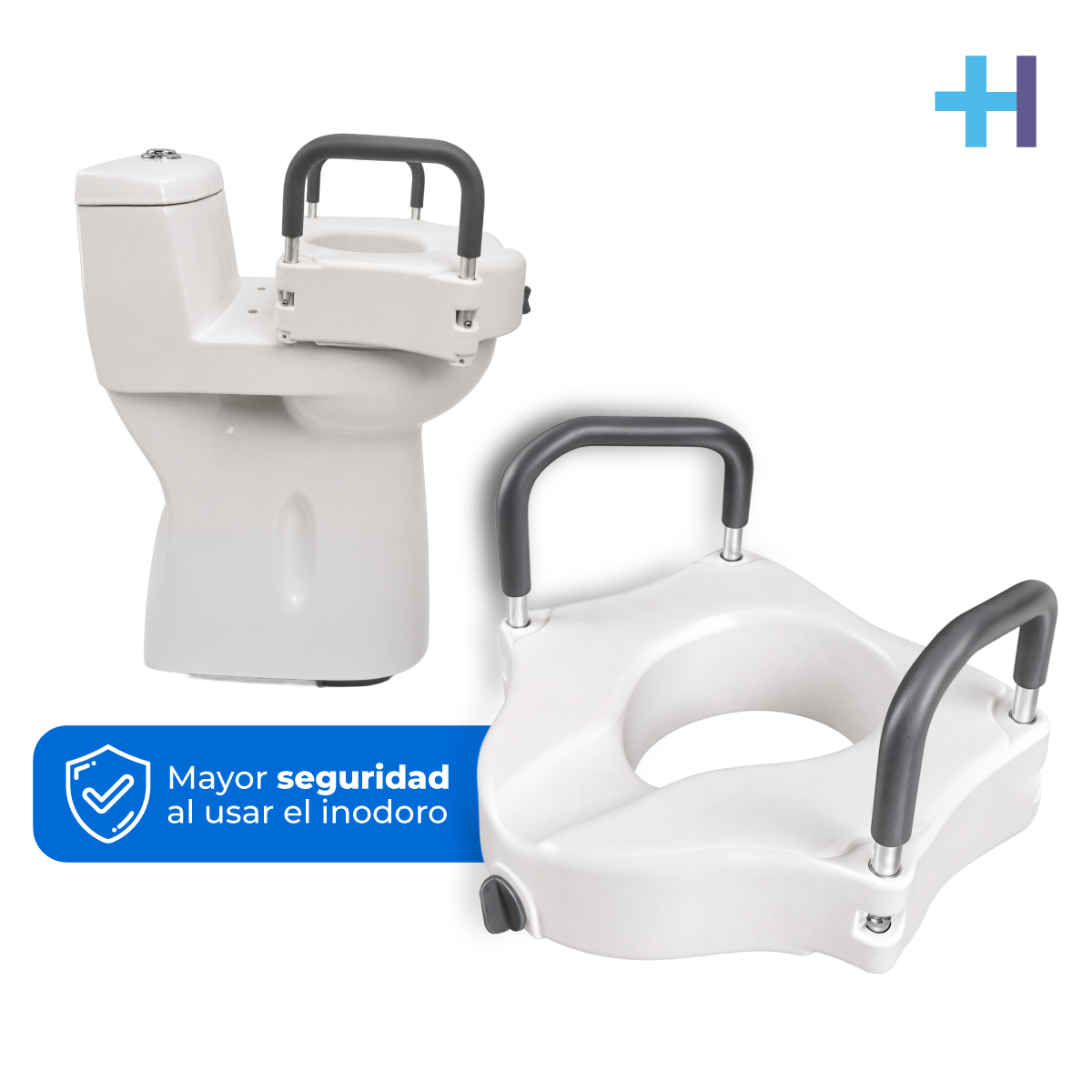 Asiento Elevado para Inodoro con Reposabrazos para Adultos Mayores