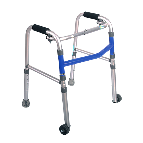 Andadera de Aluminio Infantil Plegable con Ruedas de 2" Azul