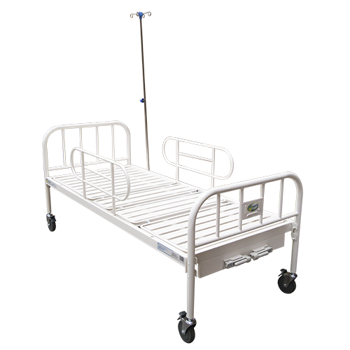 Cama manual 2 manivelas con Barandal y ruedas R217001