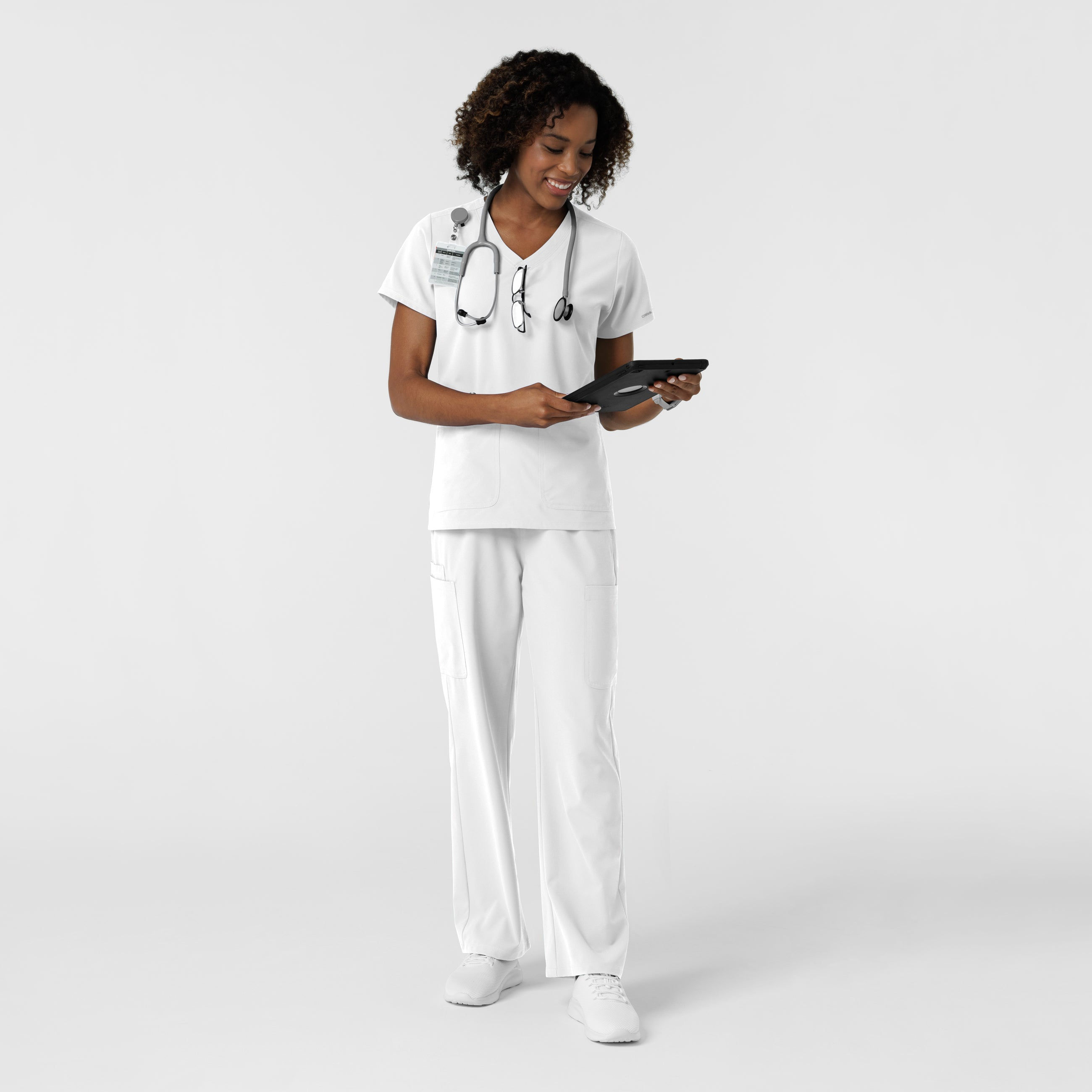 Set Médico de filipina con pantalón recto para mujer, blanco, l