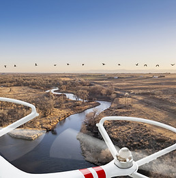 Drone over a River