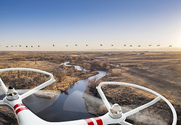 Drone over a River