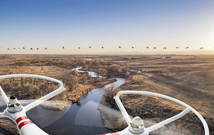 Drone over a River