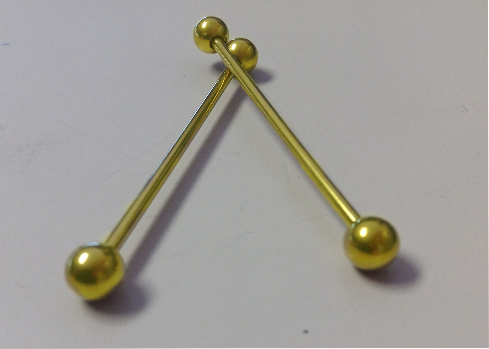 Gold Surgical Steel Industrial Barbell 14g
