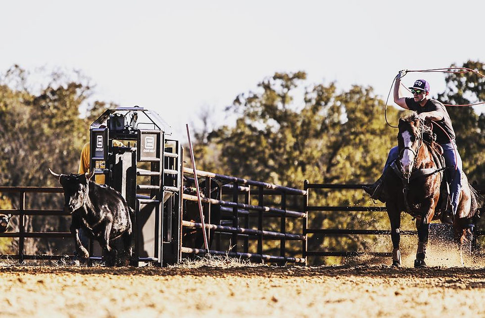 Austin Laramore practicing roping using Chute Help.