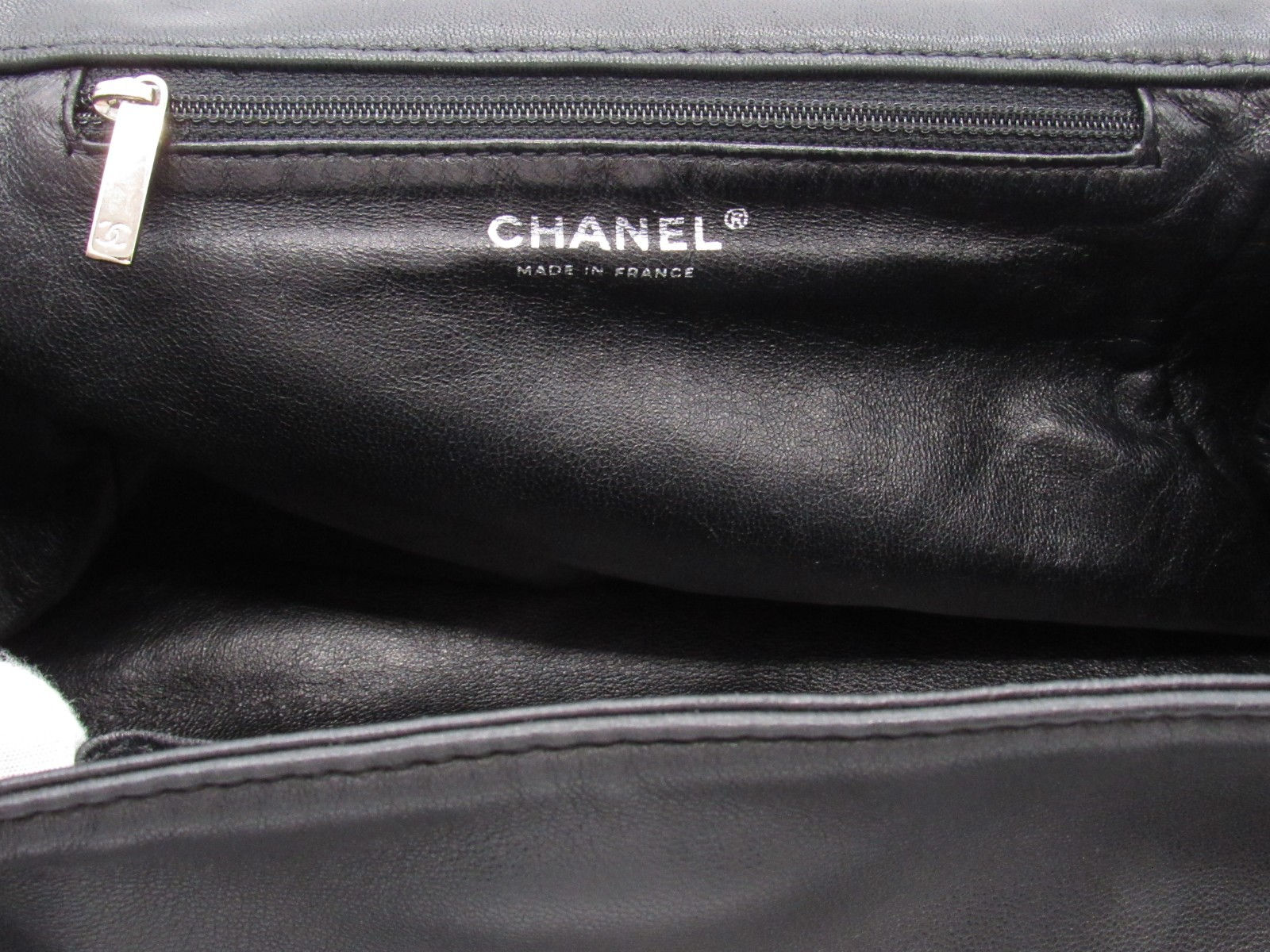 Authentic Chanel Sensual CC Accordion Black Lambskin Silver Chain Shoulder Bag