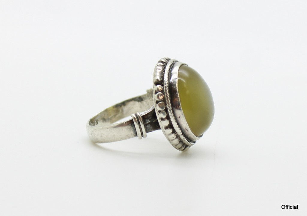 Natural Yellow Onyx 925 Sterling Silver Ring Size 7.5
