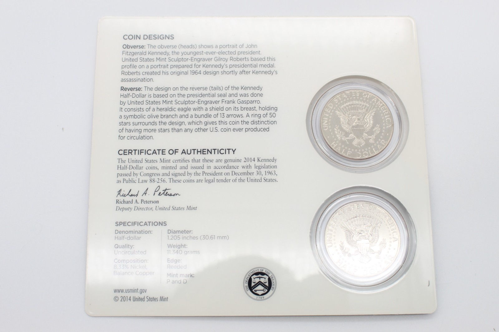 2014 Kennedy Half Dollar 50th Anniversary Uncirculated Coin Set P & D Mint OGP