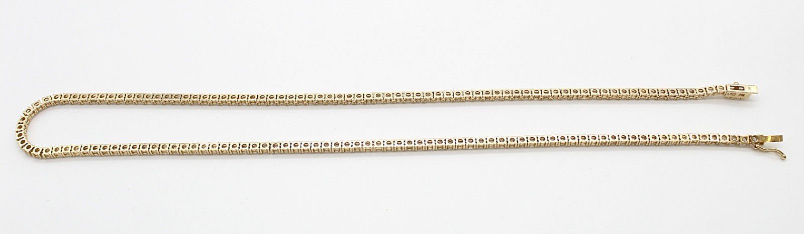 15.2 CT Lab Grown Diamond Tennis Necklace 14K Yellow Gold Round 4-Prong