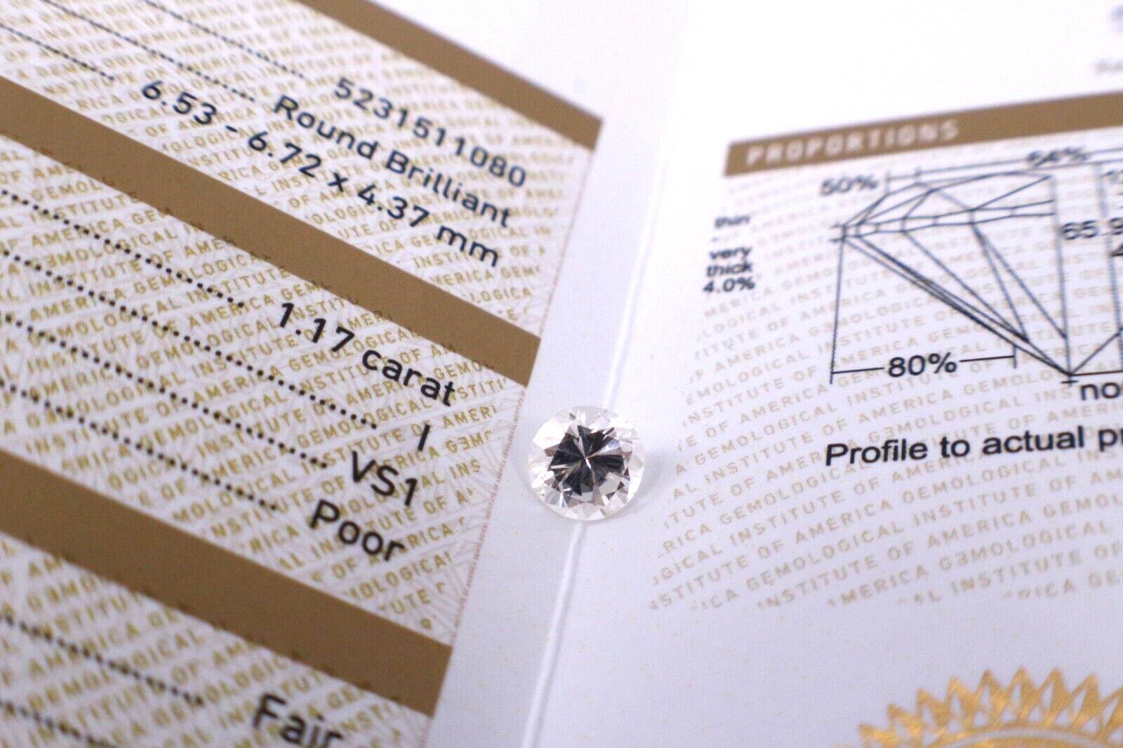 GIA Certified 1.17 Carat Round Cut Natural Diamond I/VS1 Loose Diamond