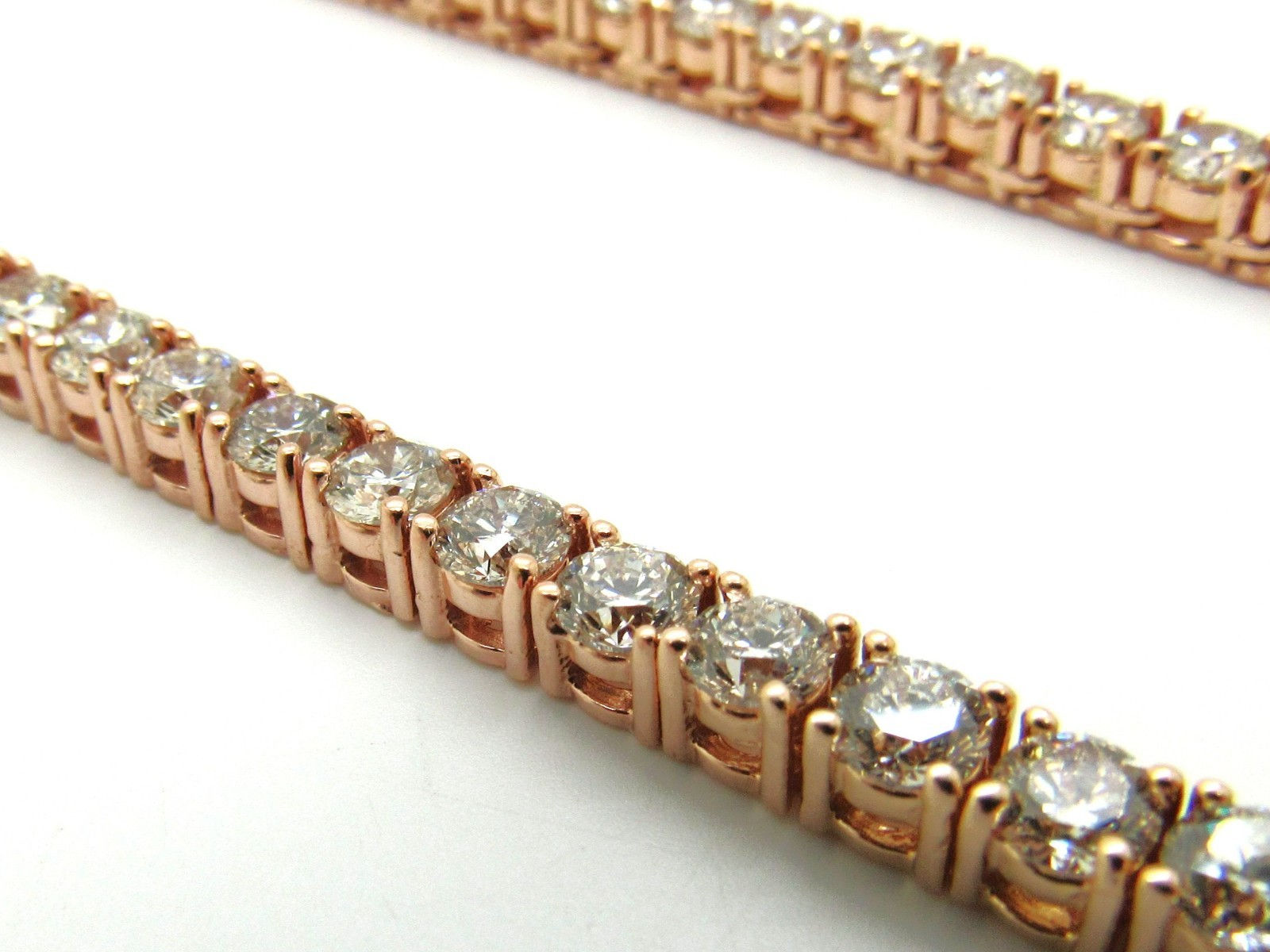 Natural Diamonds 23.2ctw 4 Prong Set Tennis Chain Necklace 10K Rose Pink Gold