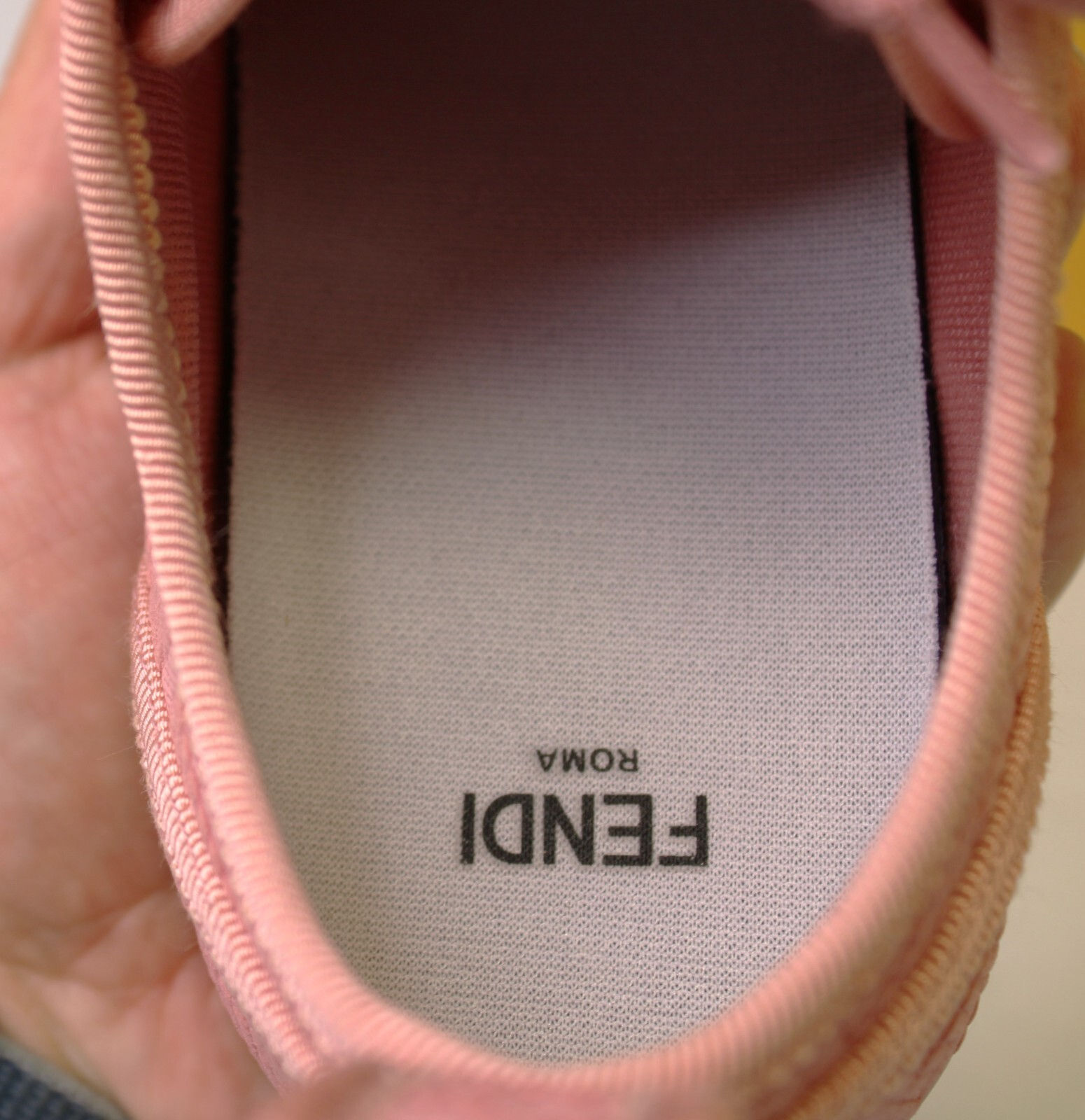 Fendi Low Top Sneaker Tess Canvas Pink FF Rosa 38/7.5 Size