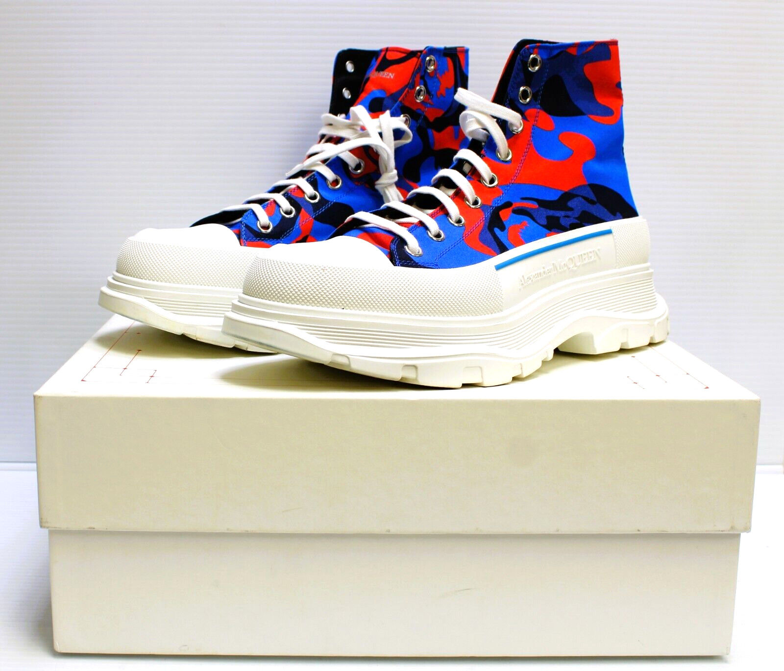 Alexander McQueen Tread Slick Camo Red/Blue Boots Men's Size 44/US 11