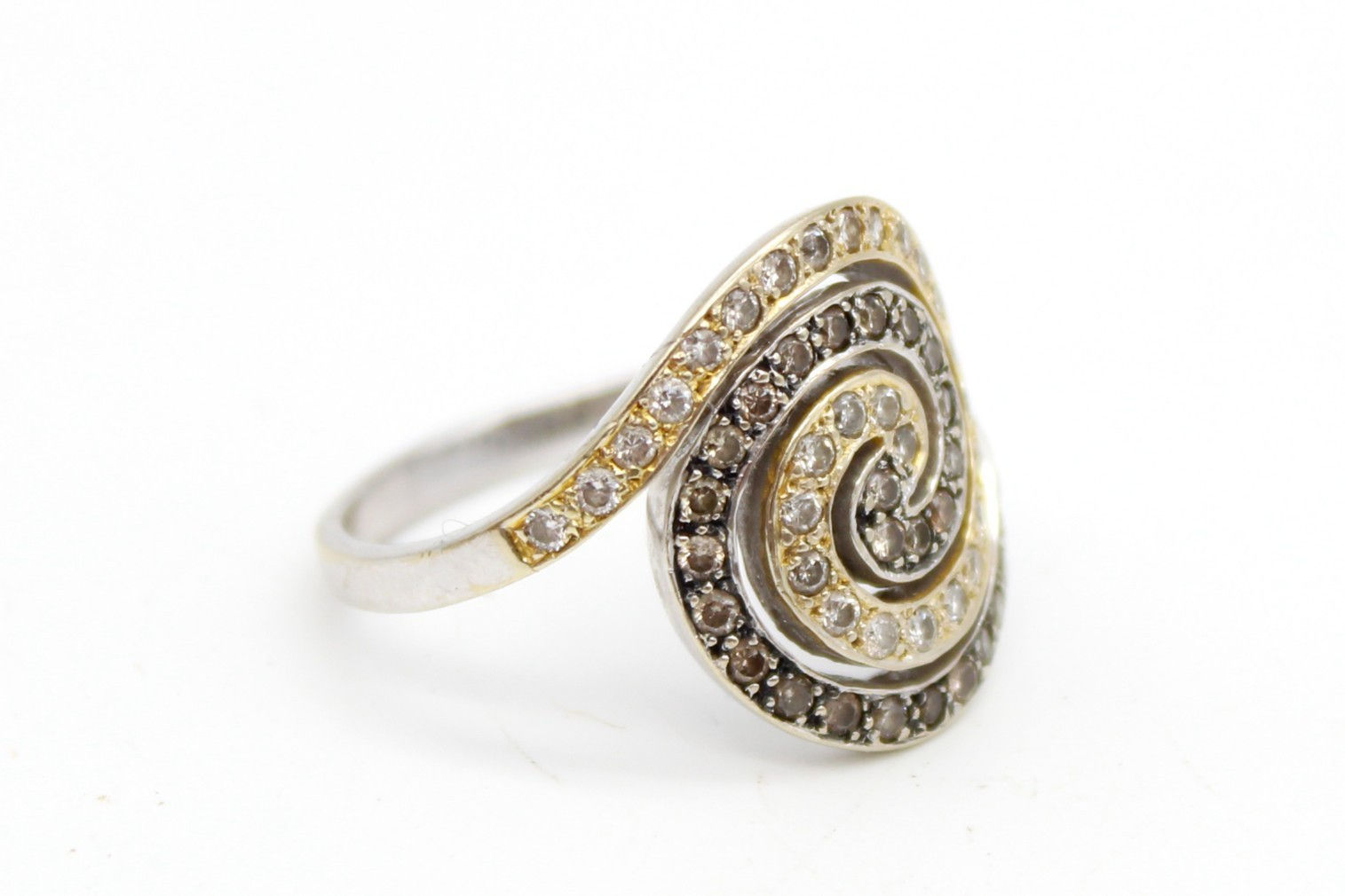 Le Vian 14K Gold Chocolate & White Diamond Swirl Ring Size 10