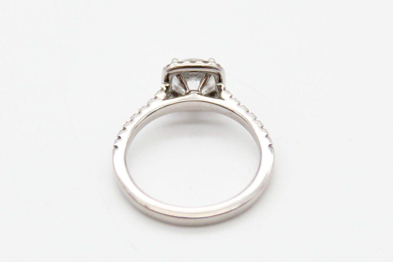 14K White Gold Lab Created Diamond Halo Ring Natural Accent Diamonds Sz 6.5