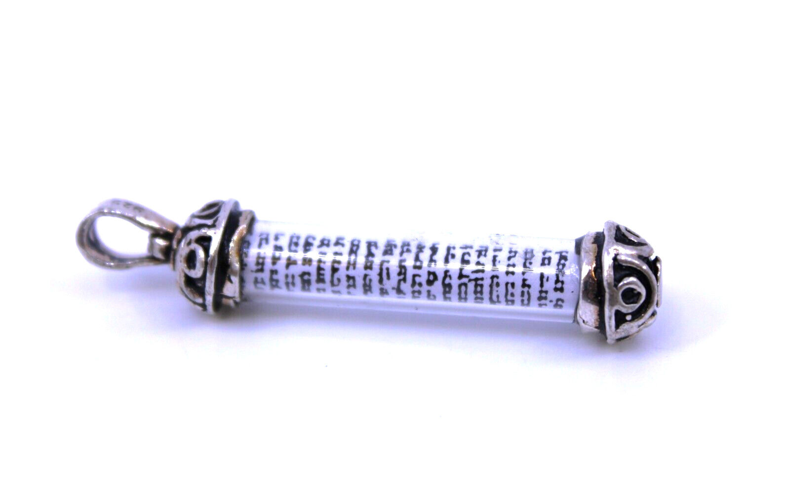 925 Sterling Silver Mezuzah Pendant with Shema Israel Scroll - Hear O Yisrael