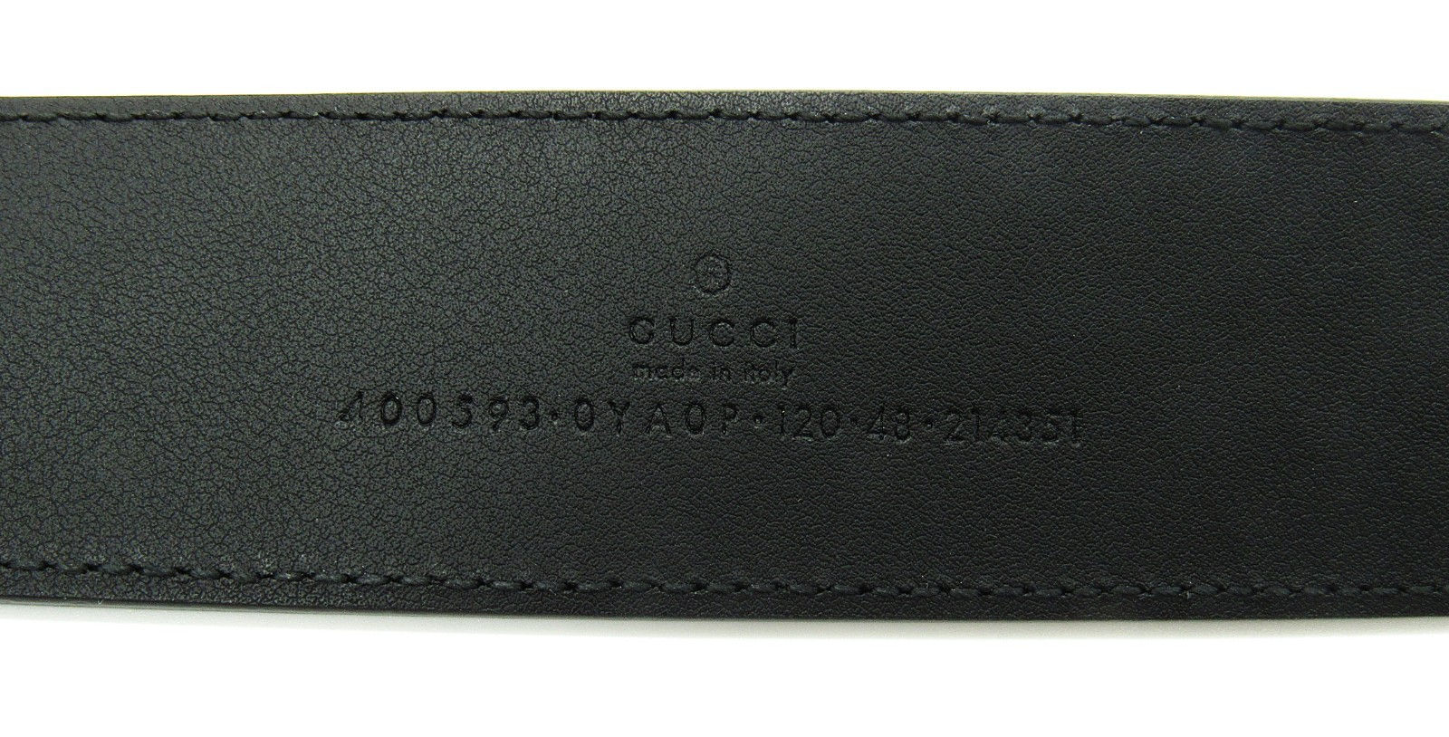 Gucci GG Marmont 400593 Black Leather Belt Size 120/48 Silver Double G Authentic