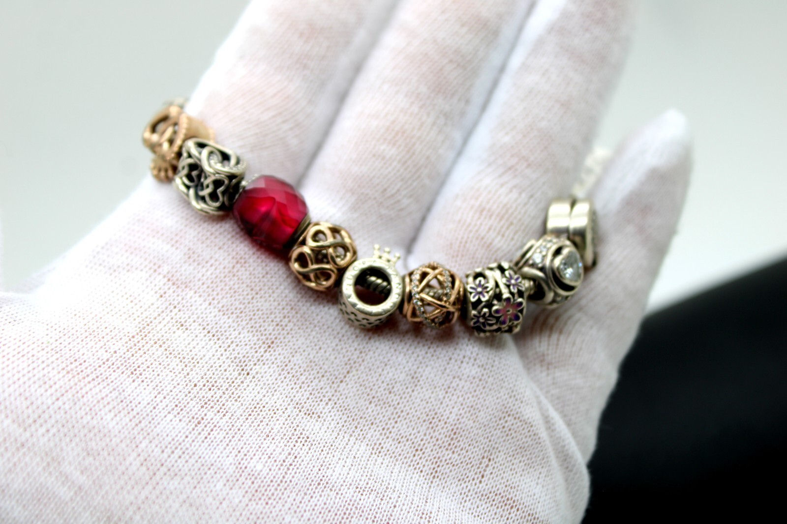 Pandora  11 Charm Bracelet .925 sterling silver 7.5 inch