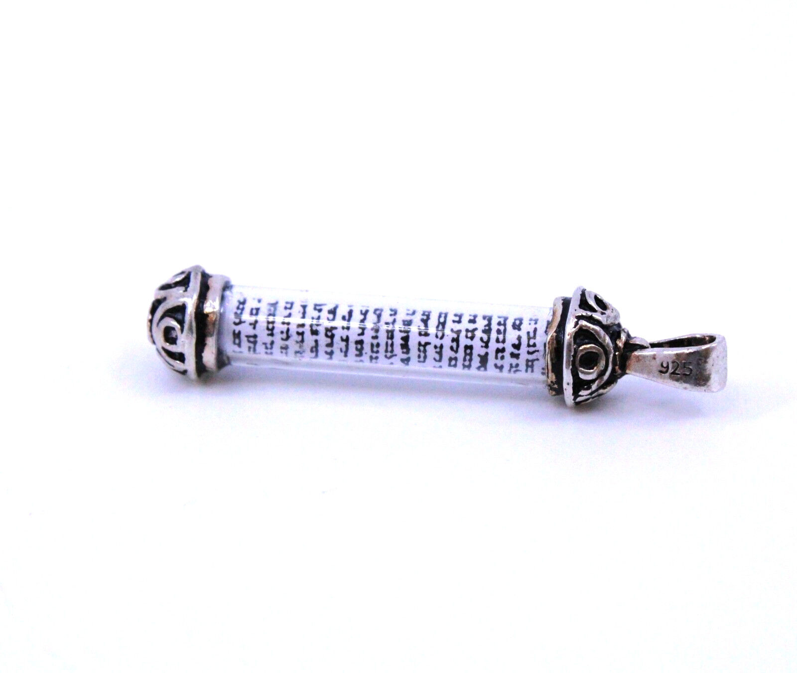 925 Sterling Silver Mezuzah Pendant with Shema Israel Scroll - Hear O Yisrael