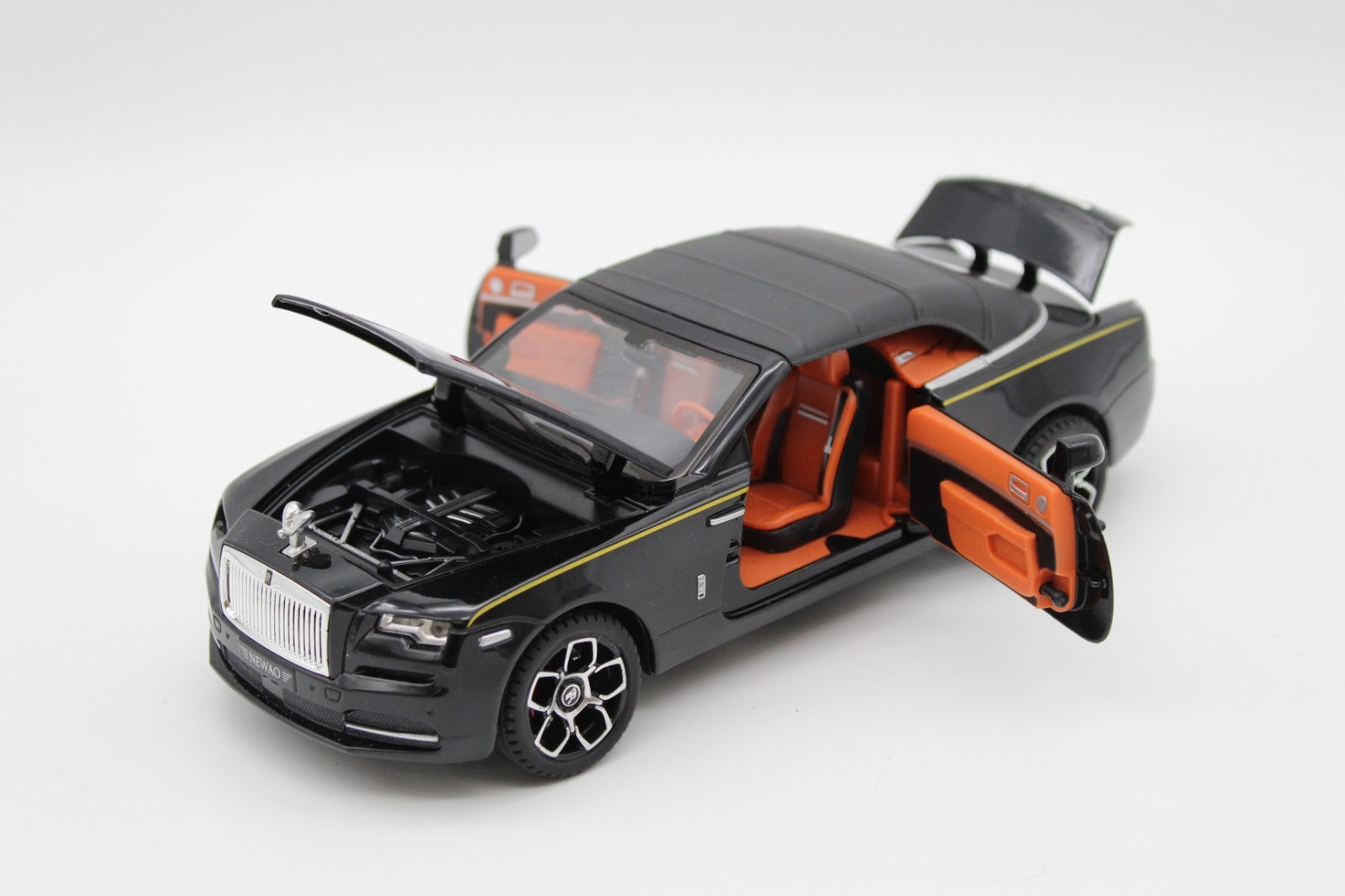 Rolls-Royce Dawn Convertible Diecast Model Car 1:24 Black NEWAO Detailed