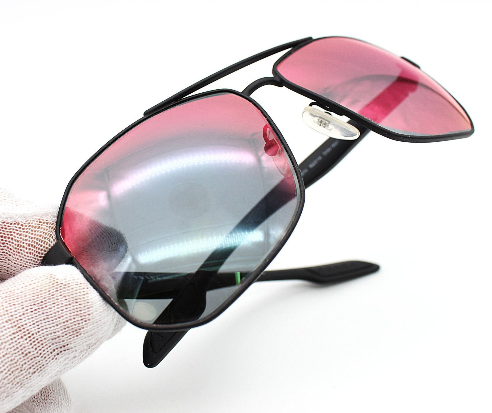 Prada Linea Rossa SPS51V DG0-9Q1 Sunglasses Black Gray Mirror 62mm Italy
