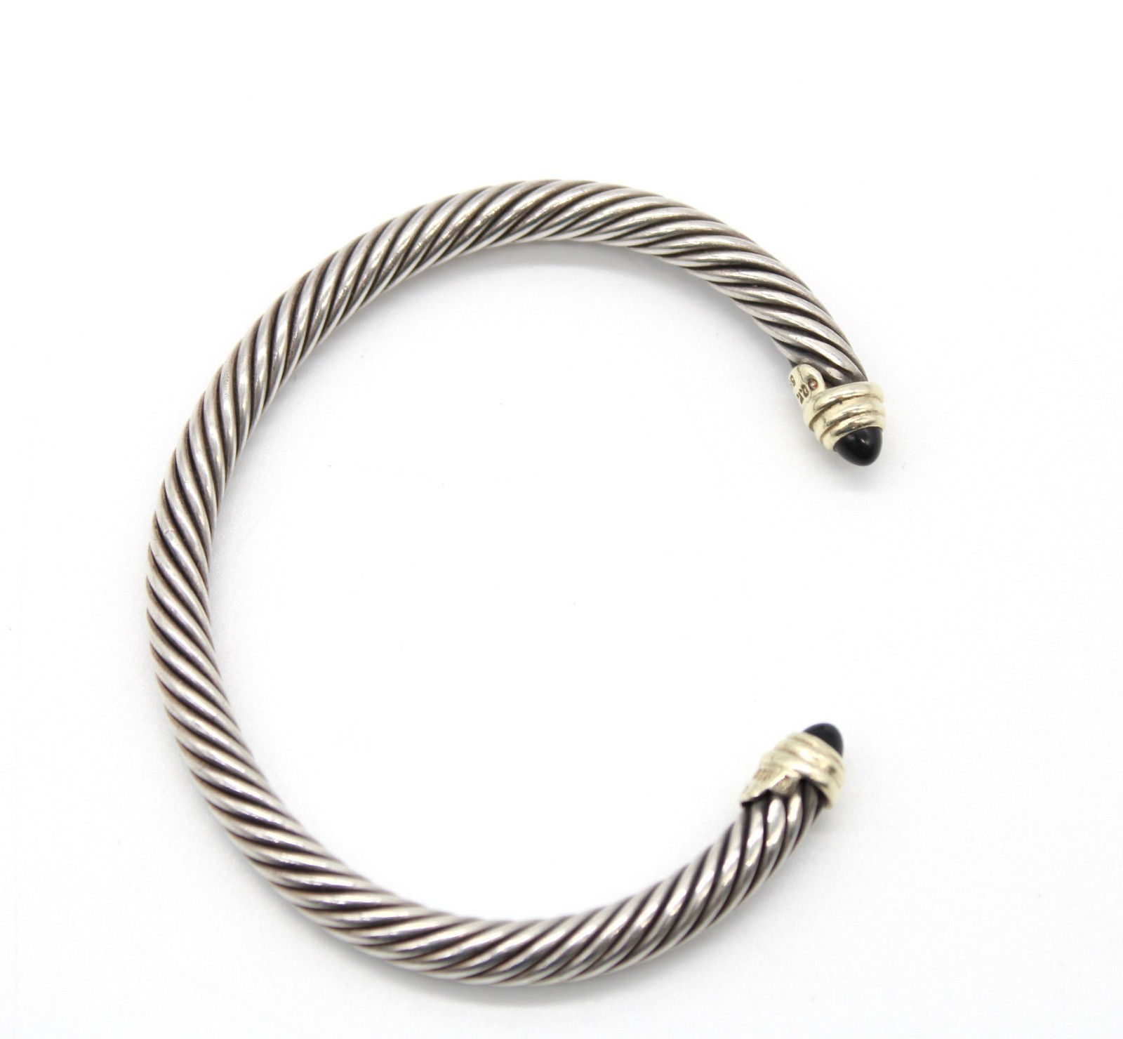 David Yurman Cable Classics 5mm Bracelet  Sterling Silver 14K Gold Black Onyx