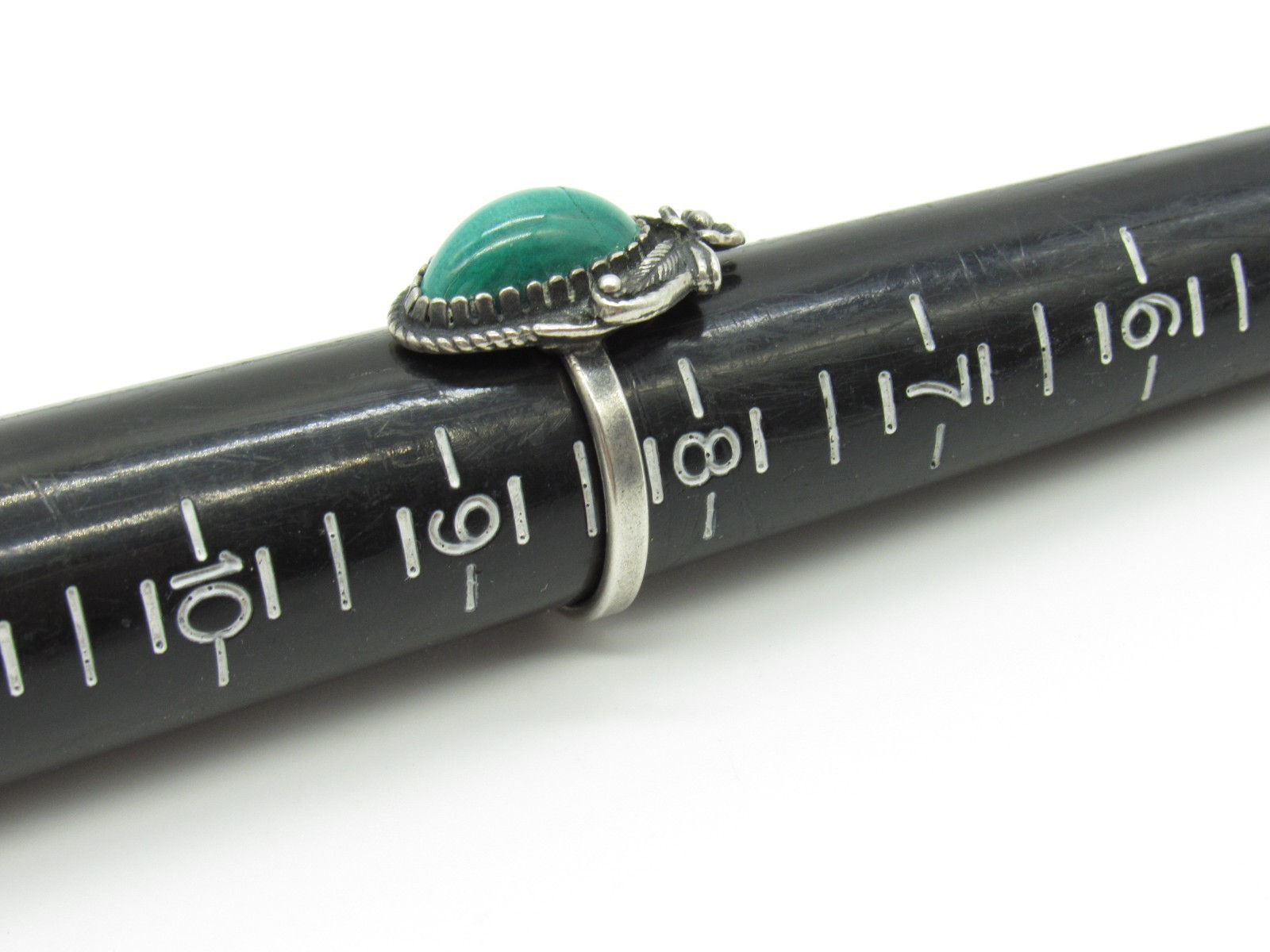 Vintage 6MB 925 Sterling Silver Turquoise Cabochon Ring & Clip Earrings Set