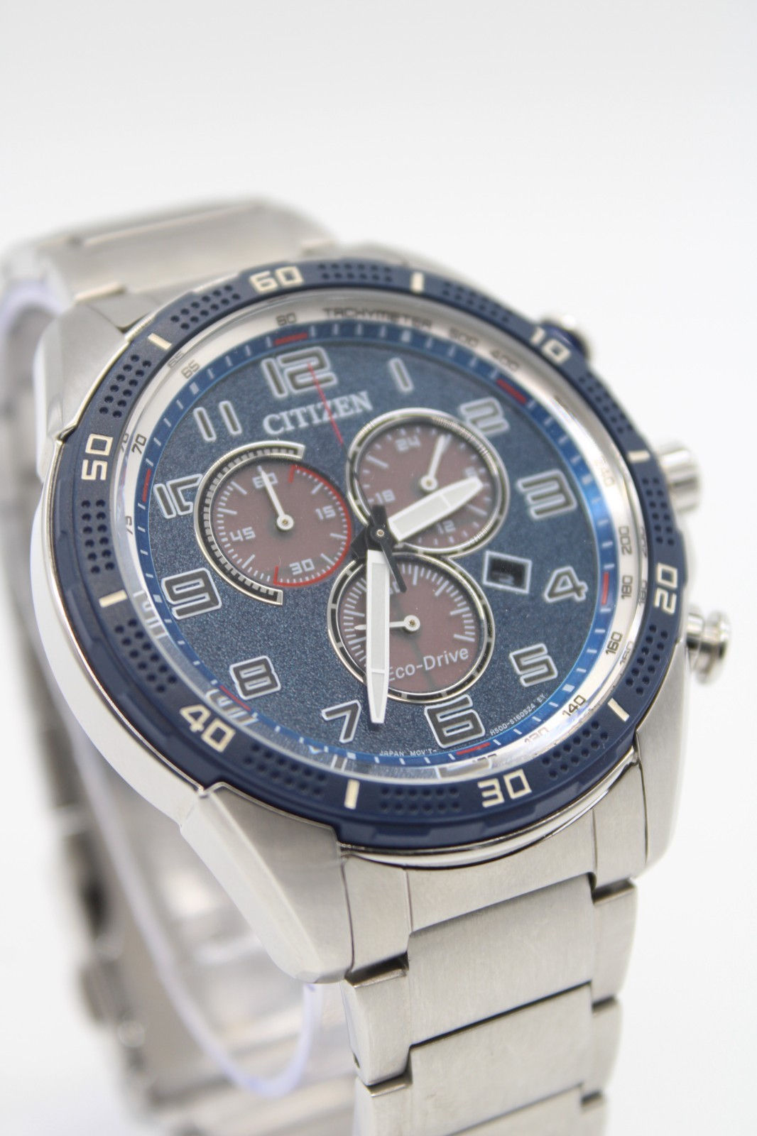 Citizen Eco-Drive Chronograph H500-S117101 Blue Dial Stainless Steel Watch 45mm