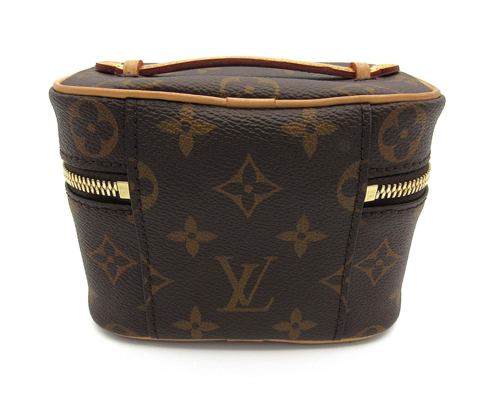 Auth LOUIS VUITTON M44936 Nice Nano Monogram Vanity Pouch Brown Hand Bag