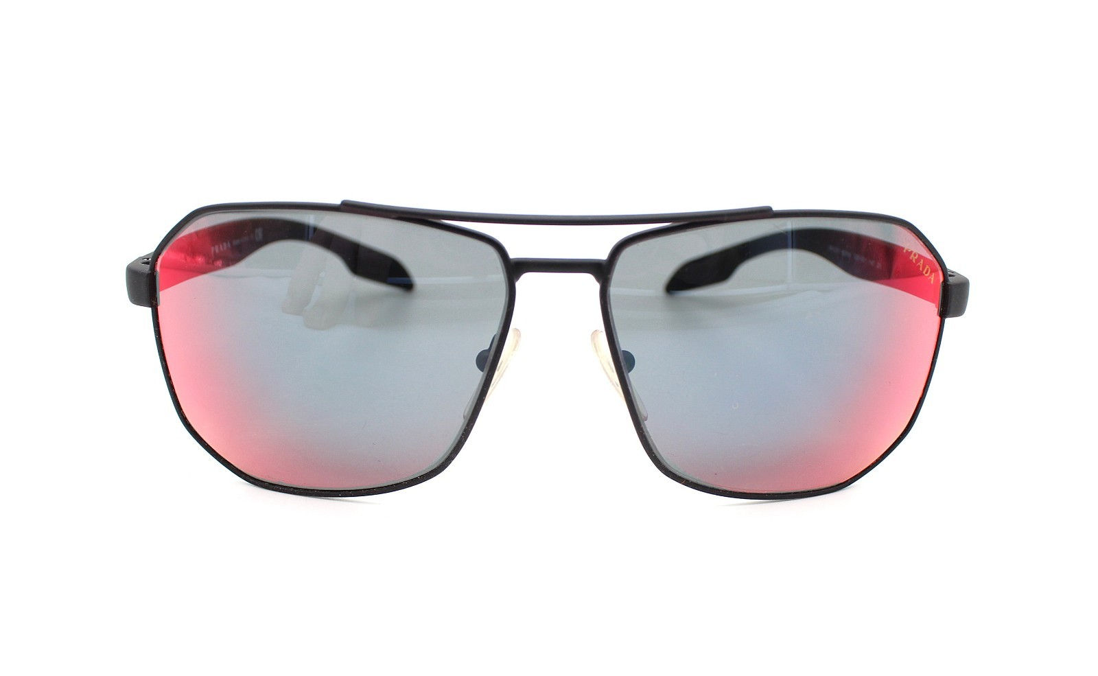 Prada Linea Rossa SPS51V DG0-9Q1 Sunglasses Black Gray Mirror 62mm Italy