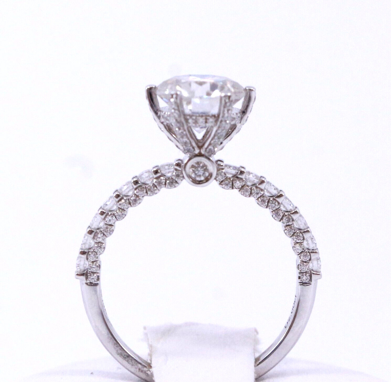 Solitaire Moissanite Engagement Ring Solid 14K White Gold 2 Carat Round Cut