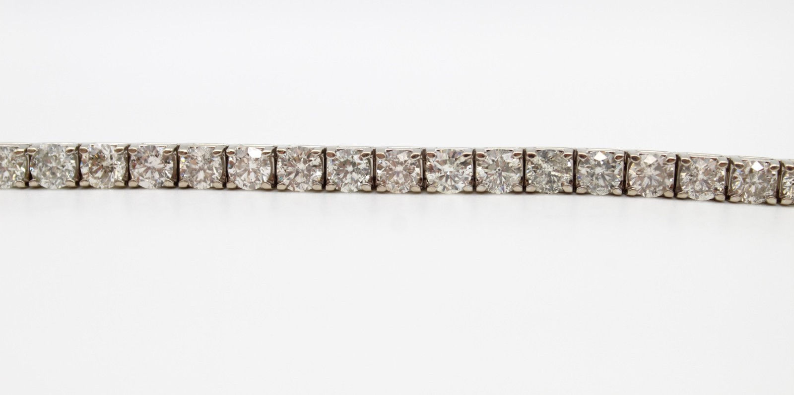 14K White Gold Natural Diamond Tennis Bracelet 8" 38.2g